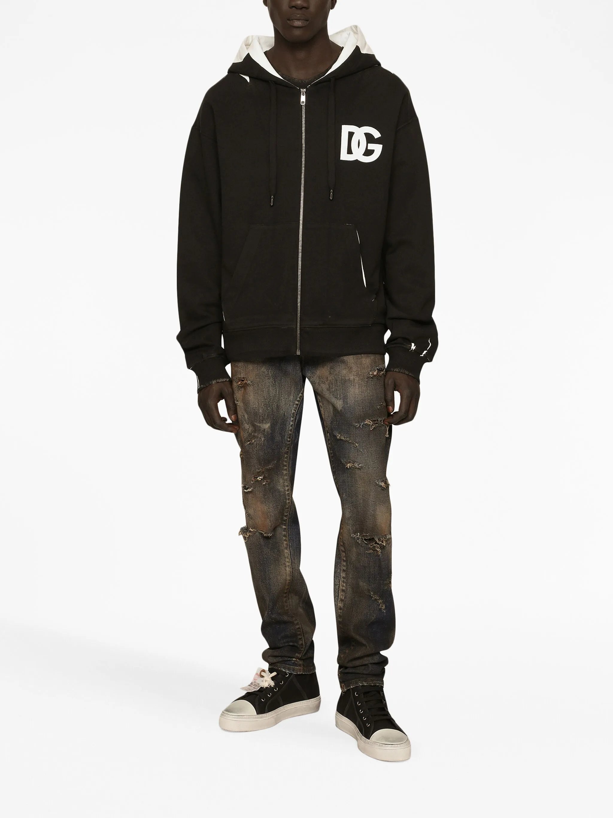 logo-print zipped cardigan