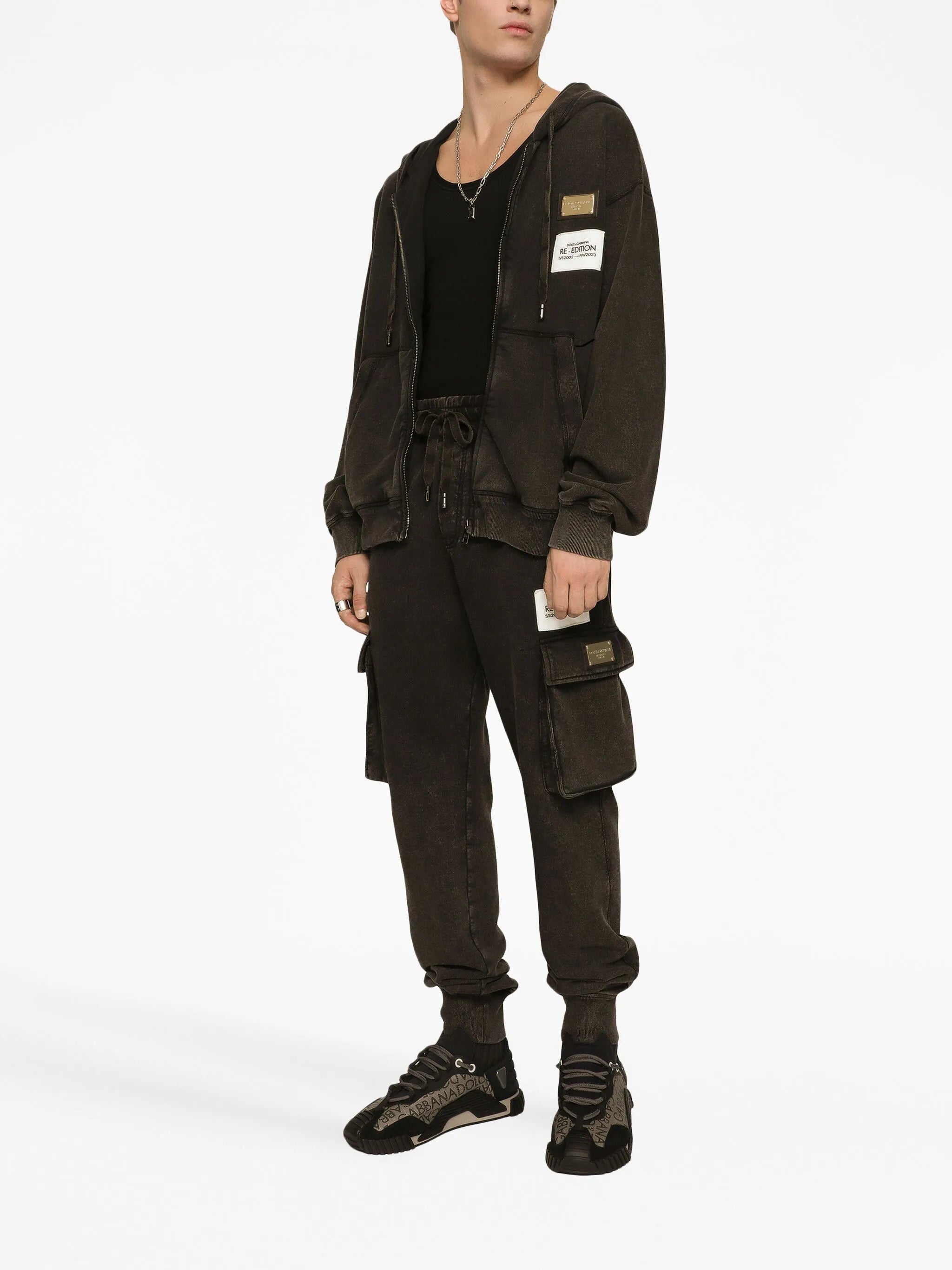 logo-patch zipped cardigan