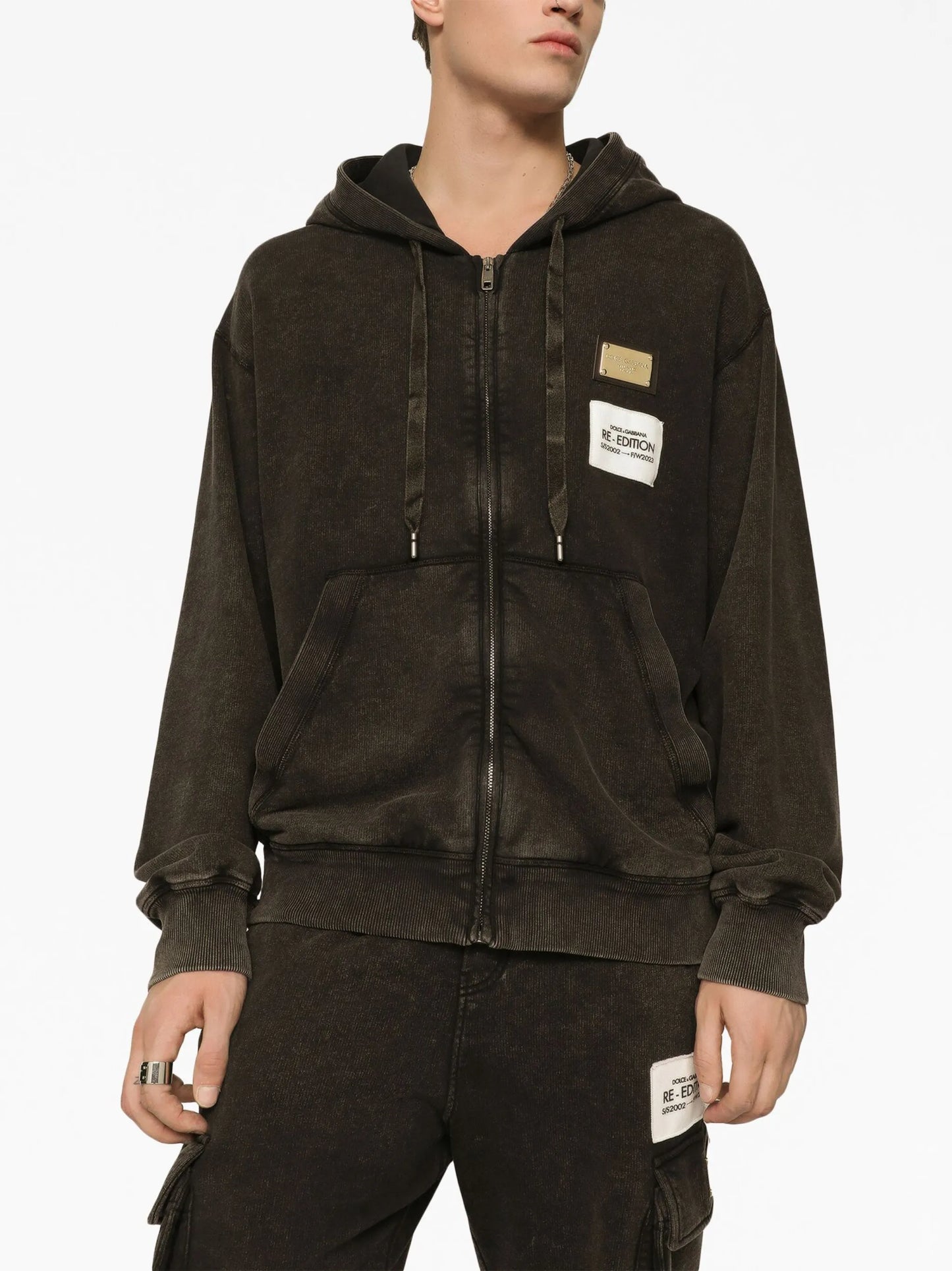 logo-patch zipped cardigan