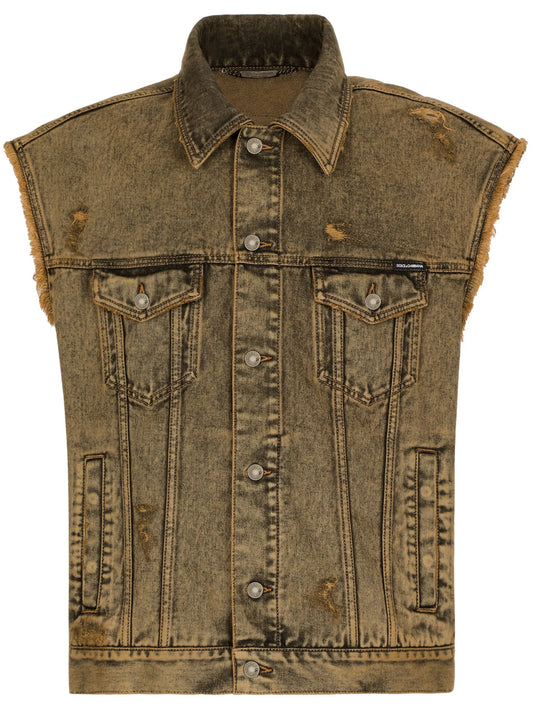 overdyed denim gilet