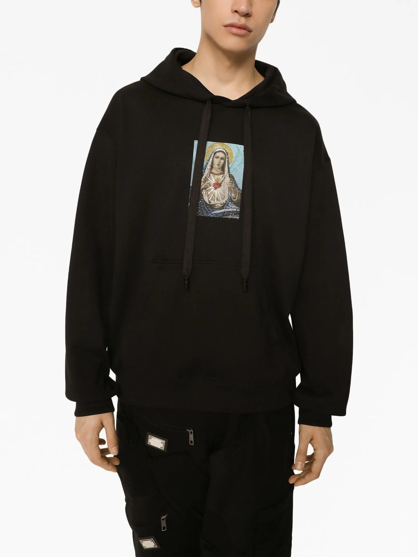 graphic-print cotton hoodie