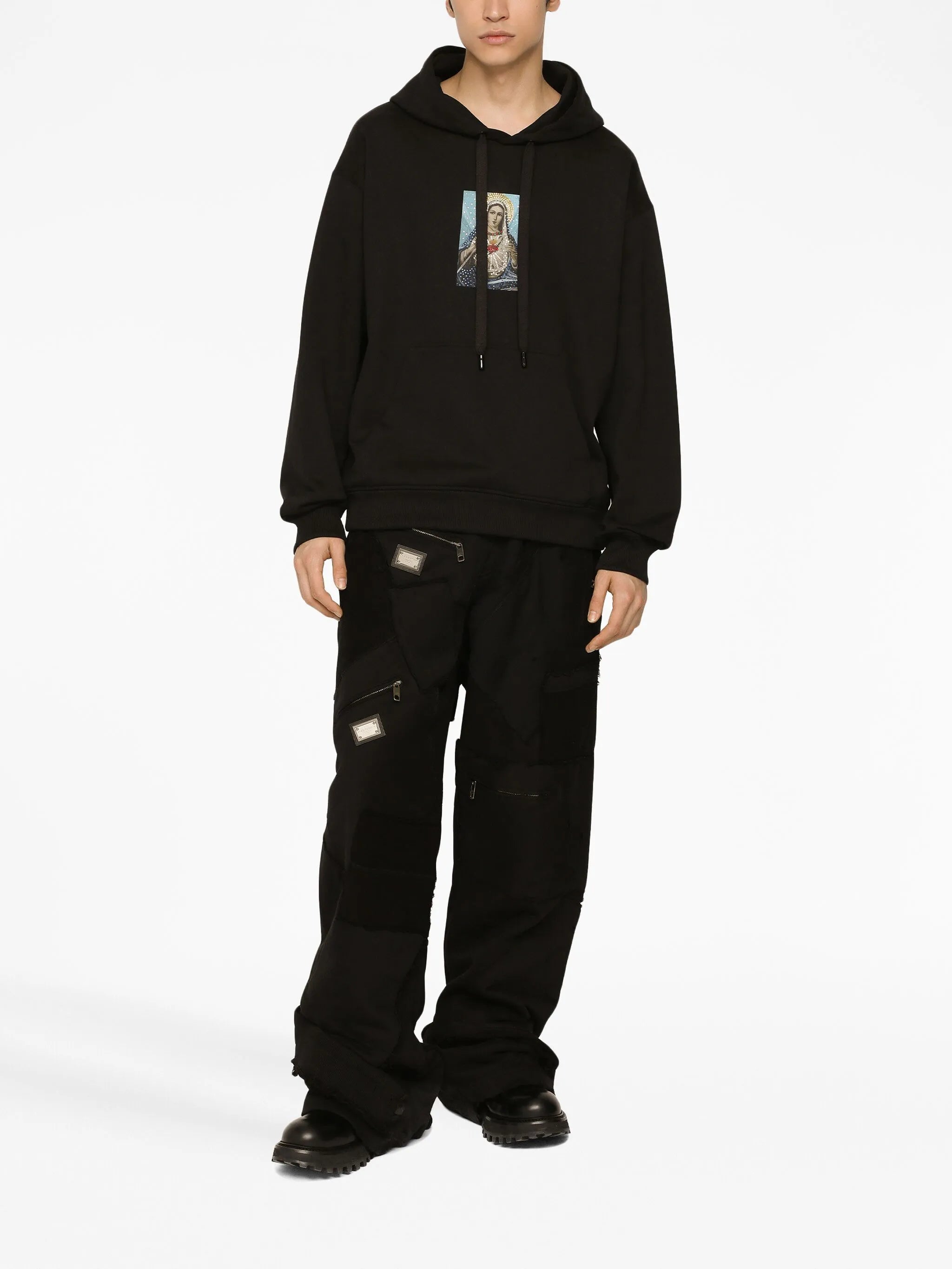 graphic-print cotton hoodie