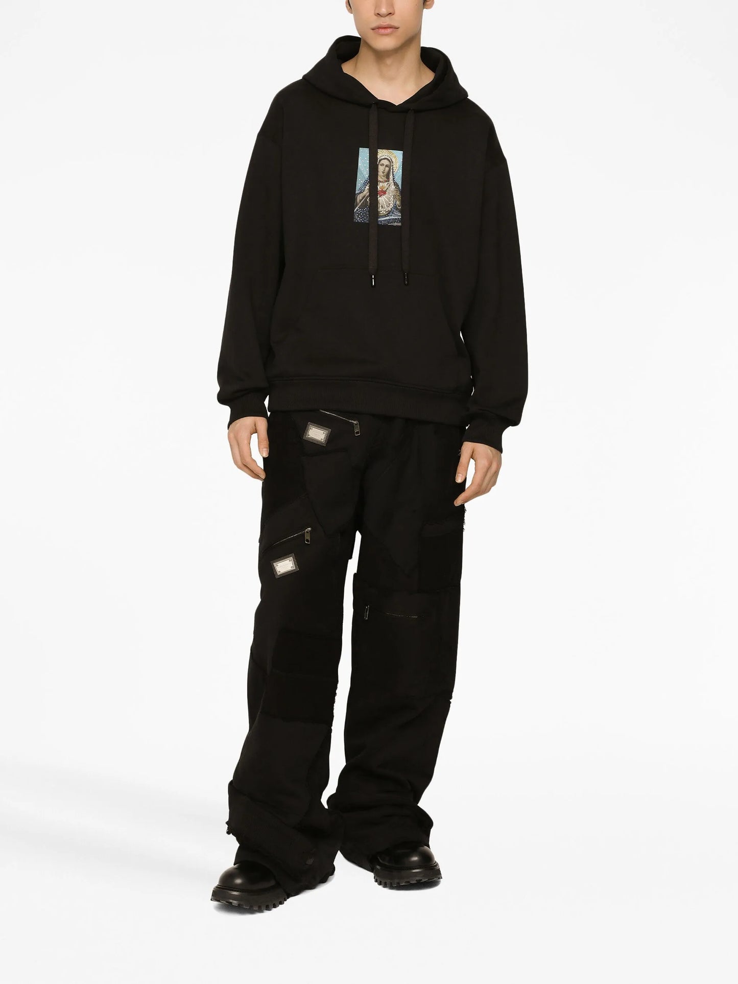 graphic-print cotton hoodie