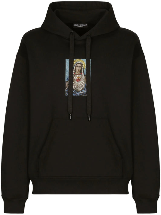graphic-print cotton hoodie