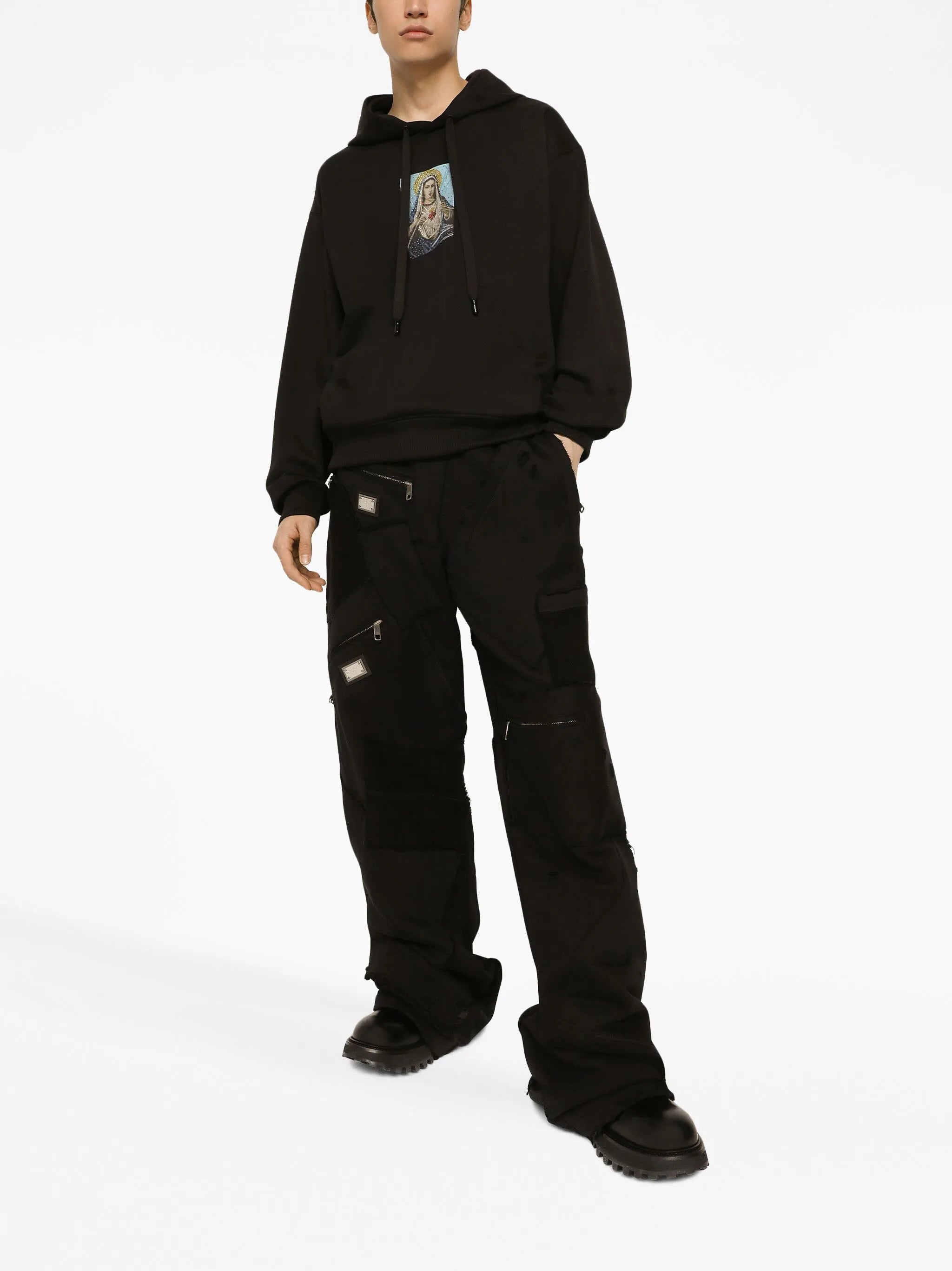 graphic-print cotton hoodie