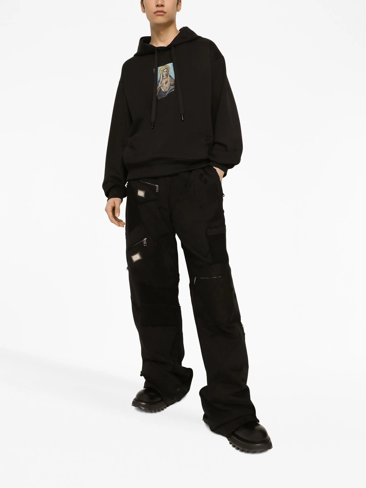 graphic-print cotton hoodie