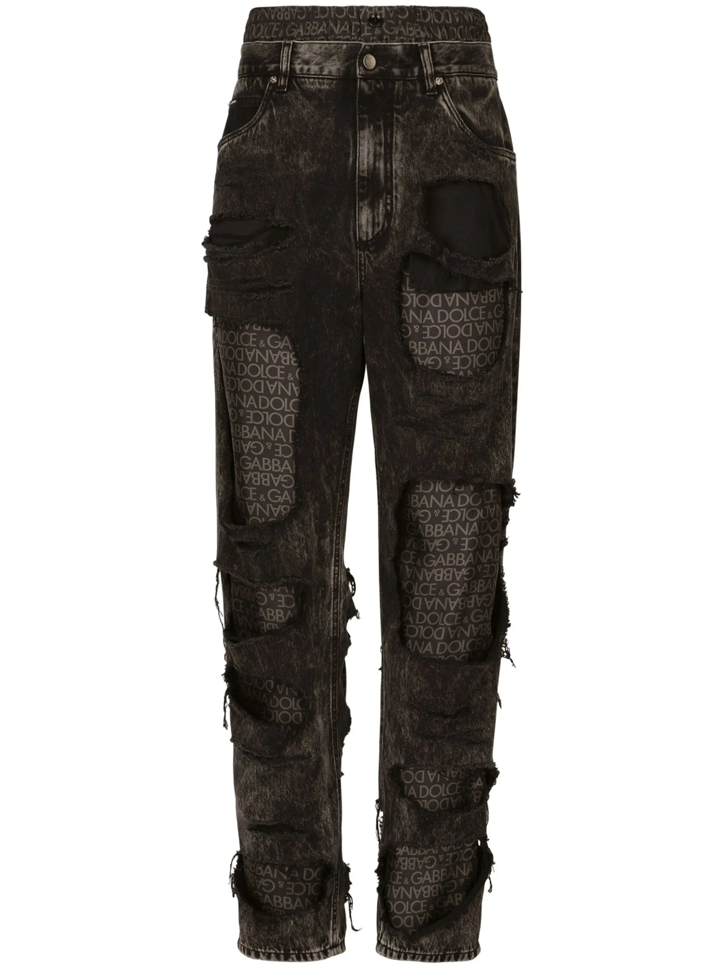 ripped-detailing cotton jeans