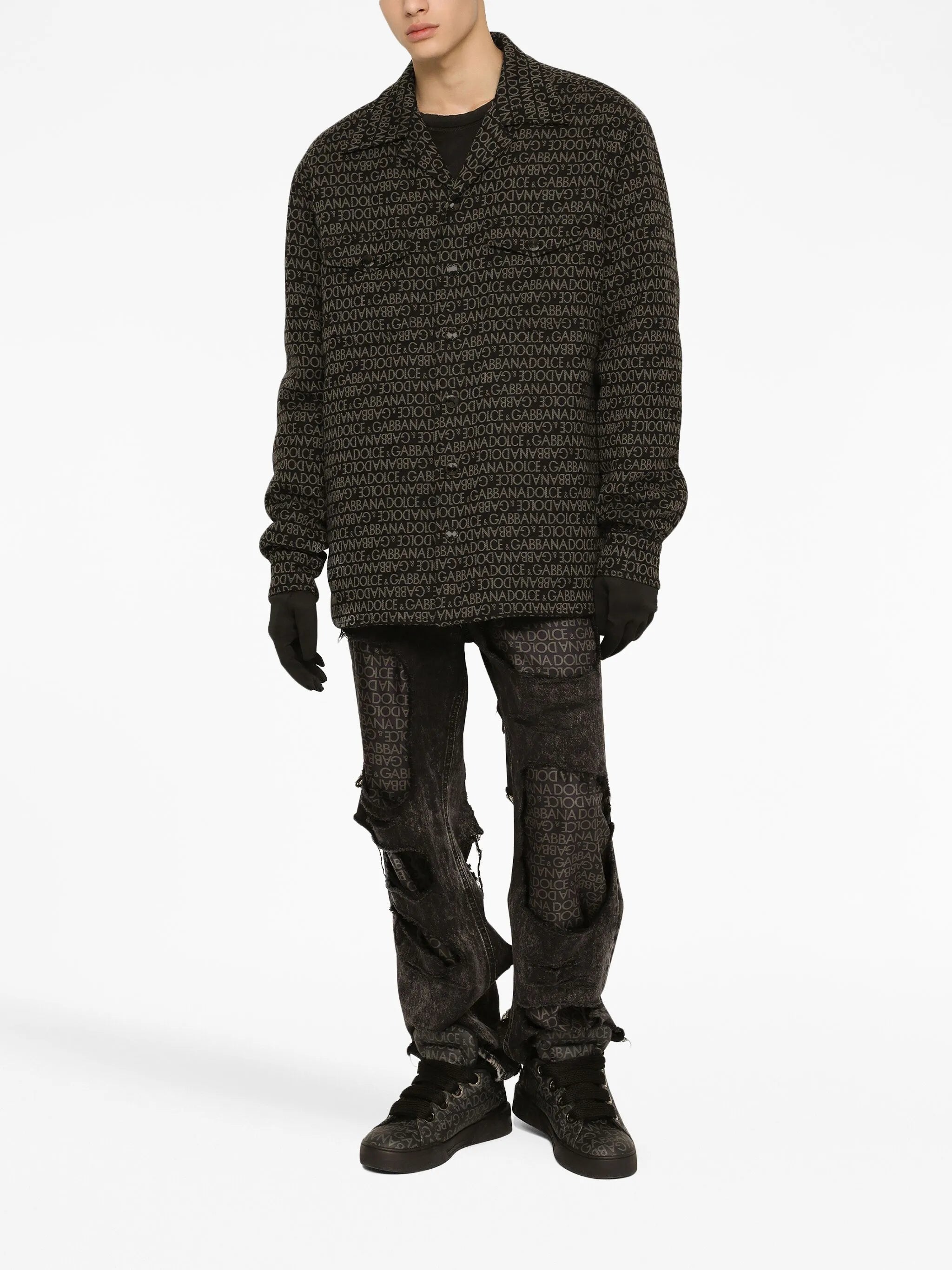 ripped-detailing cotton jeans