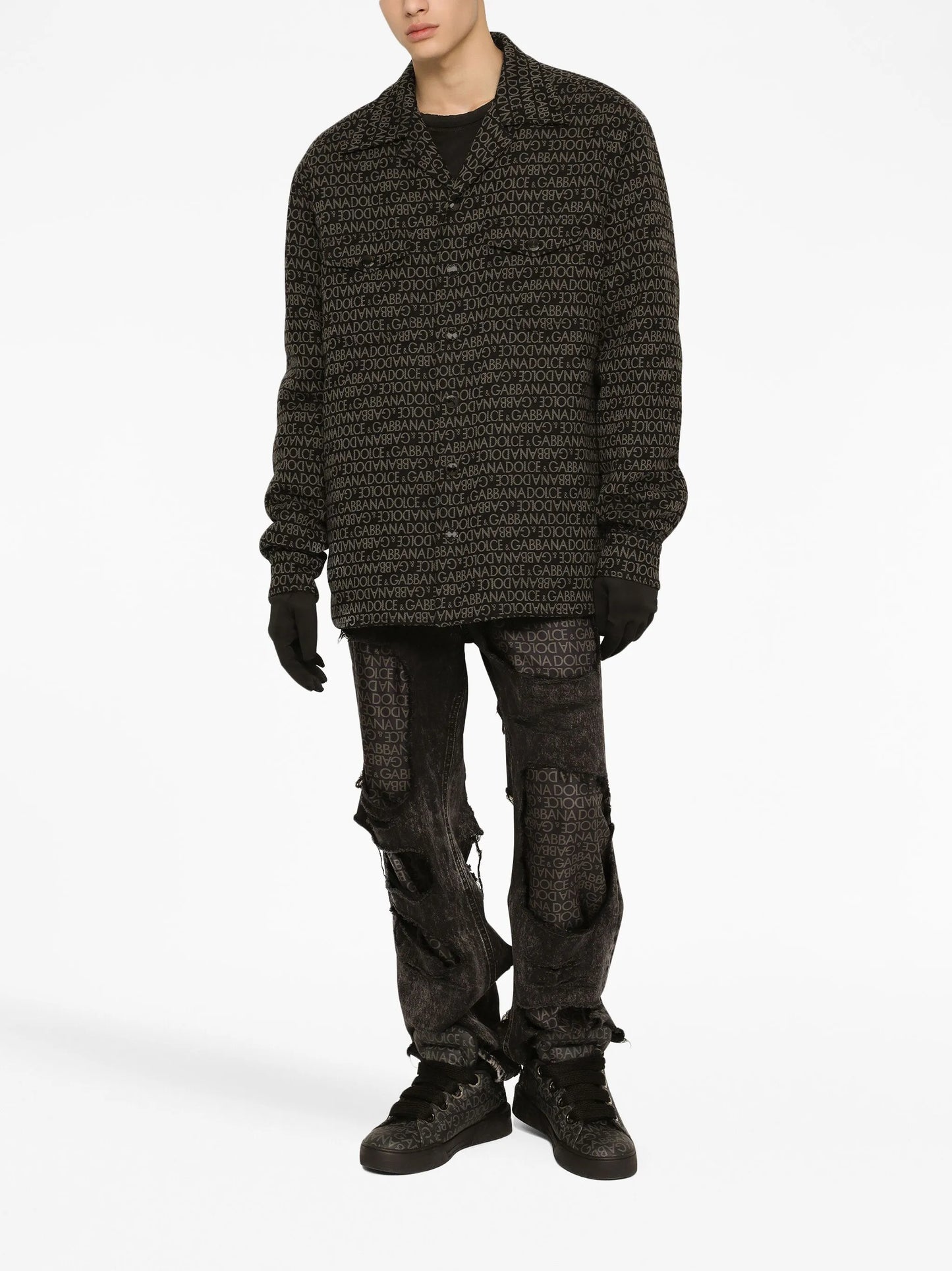 ripped-detailing cotton jeans