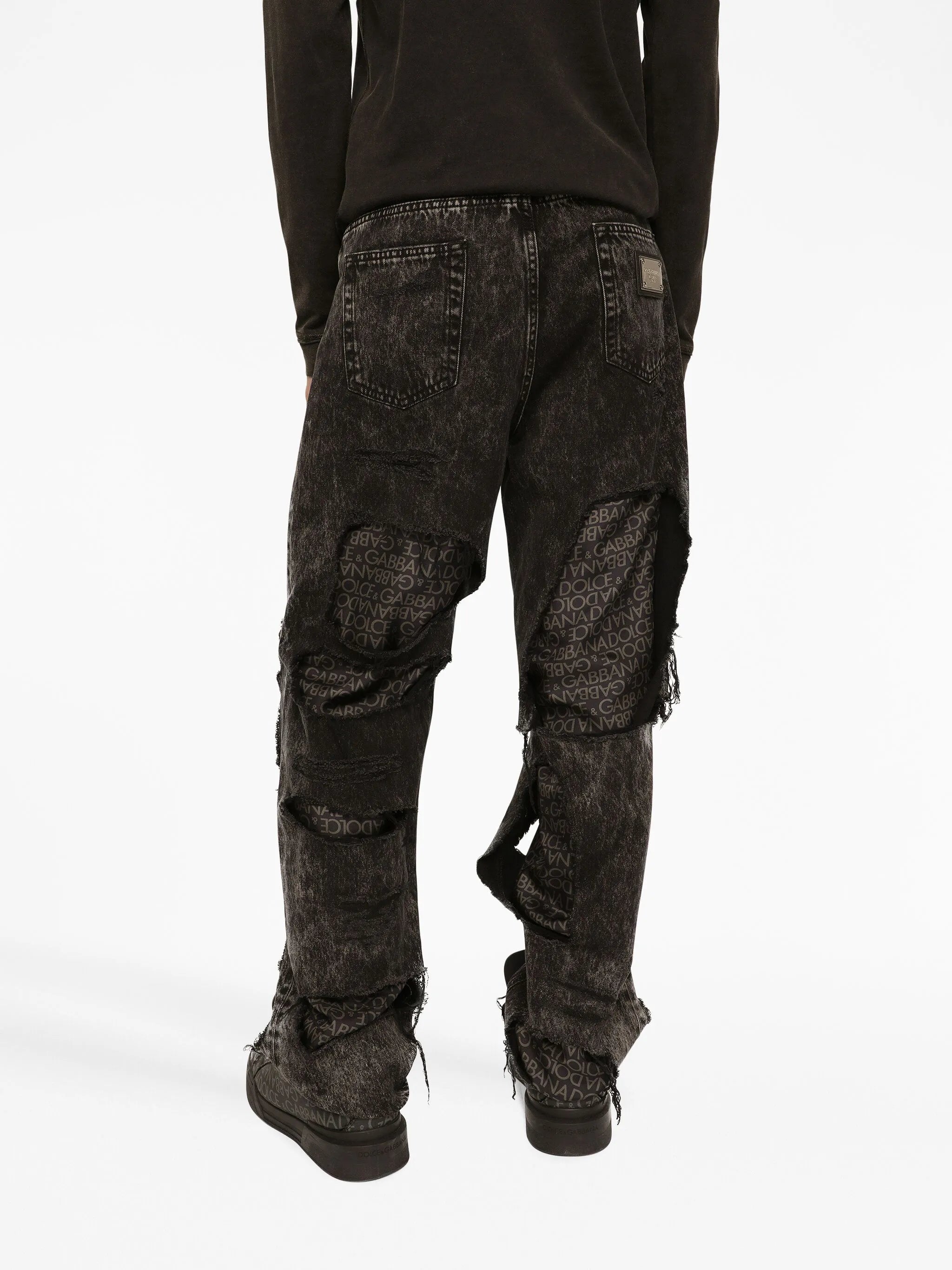 ripped-detailing cotton jeans