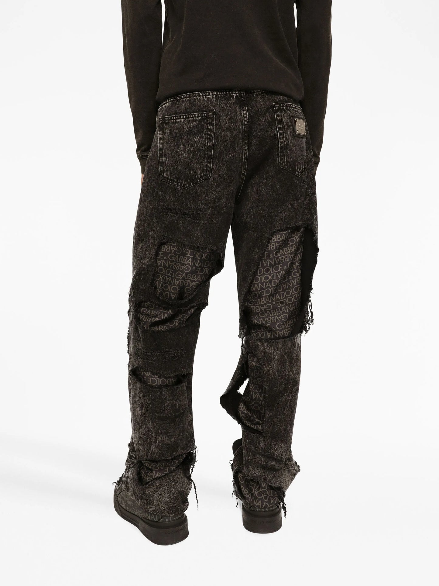 ripped-detailing cotton jeans
