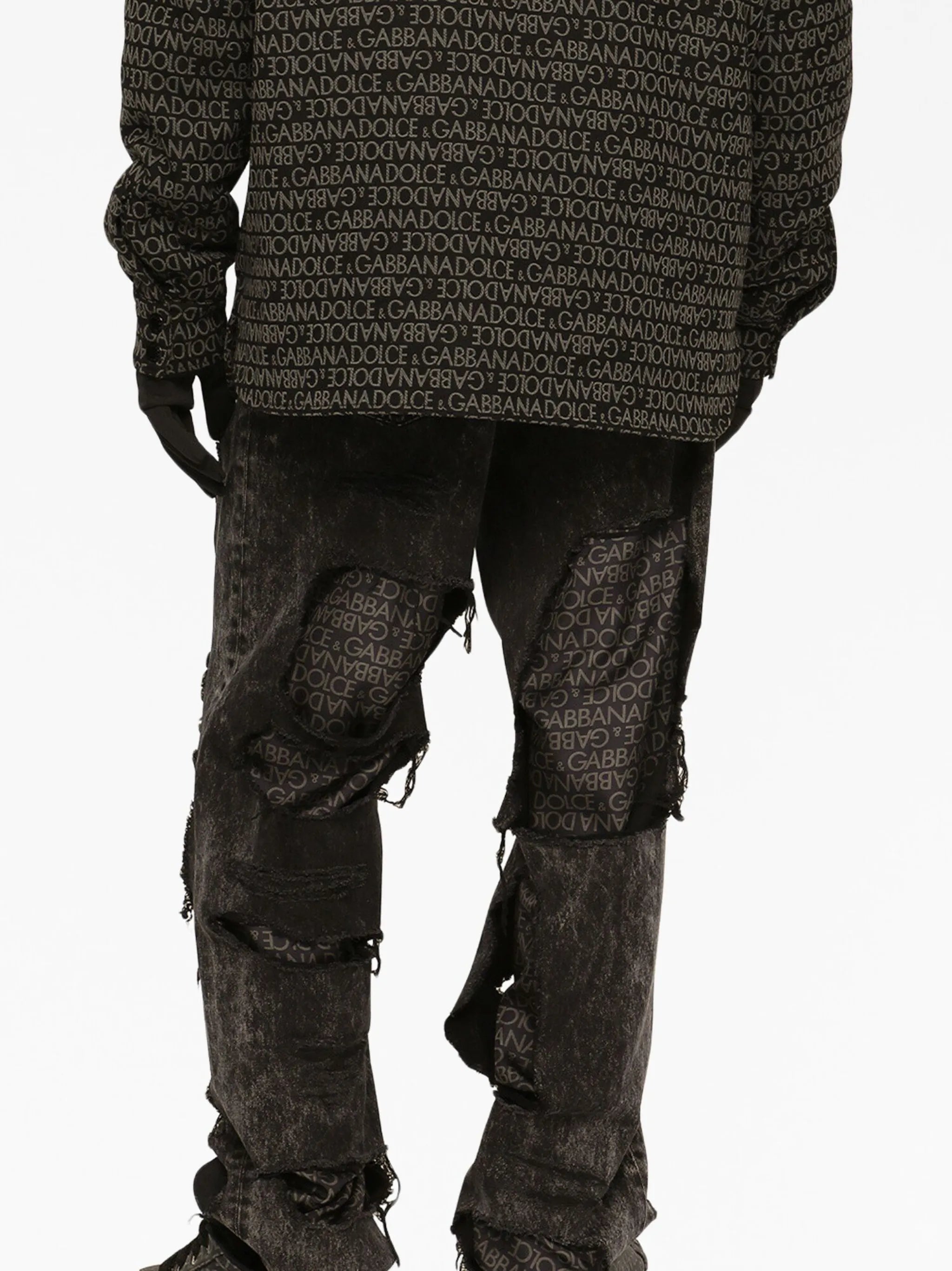 ripped-detailing cotton jeans