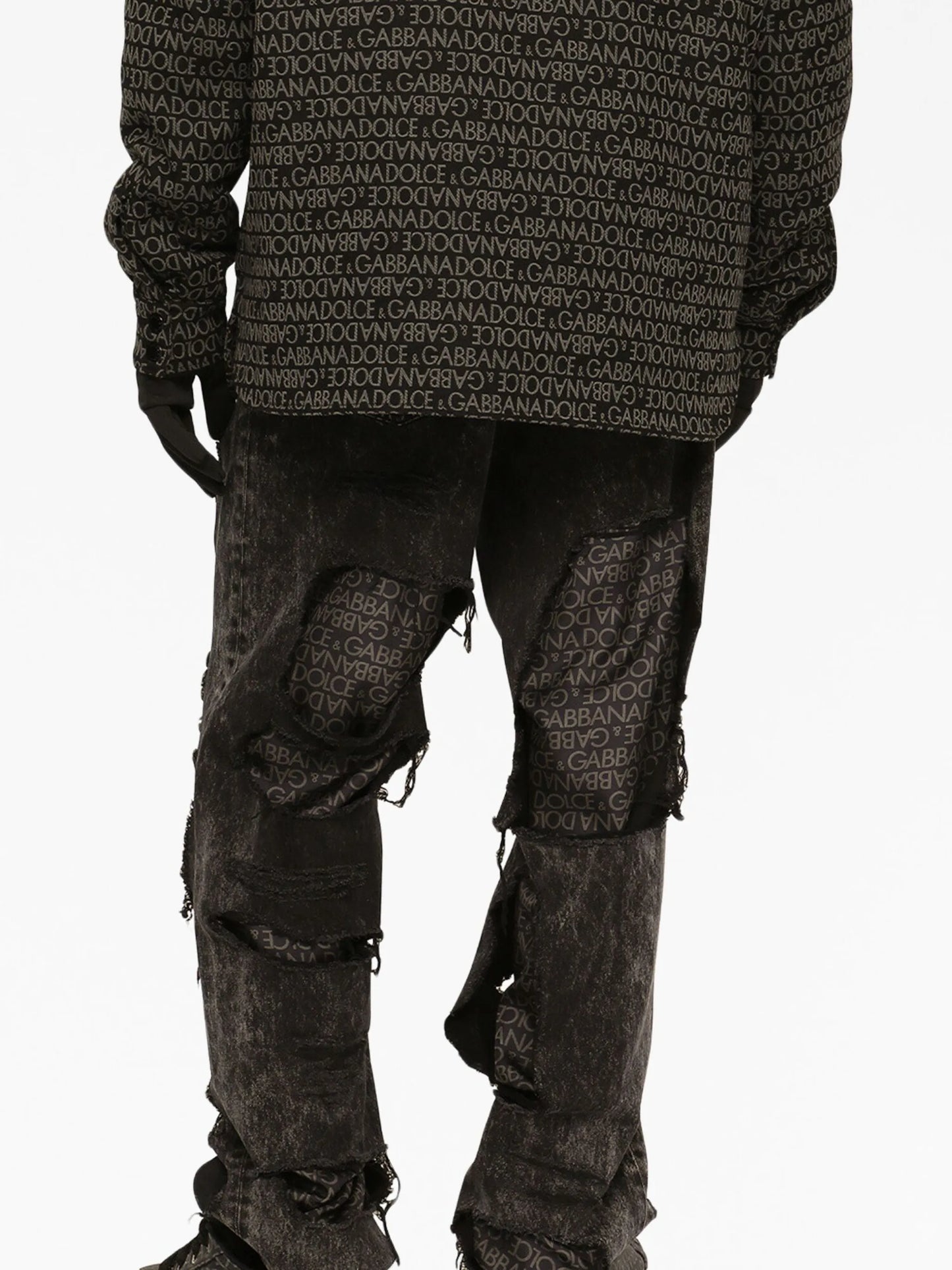 ripped-detailing cotton jeans