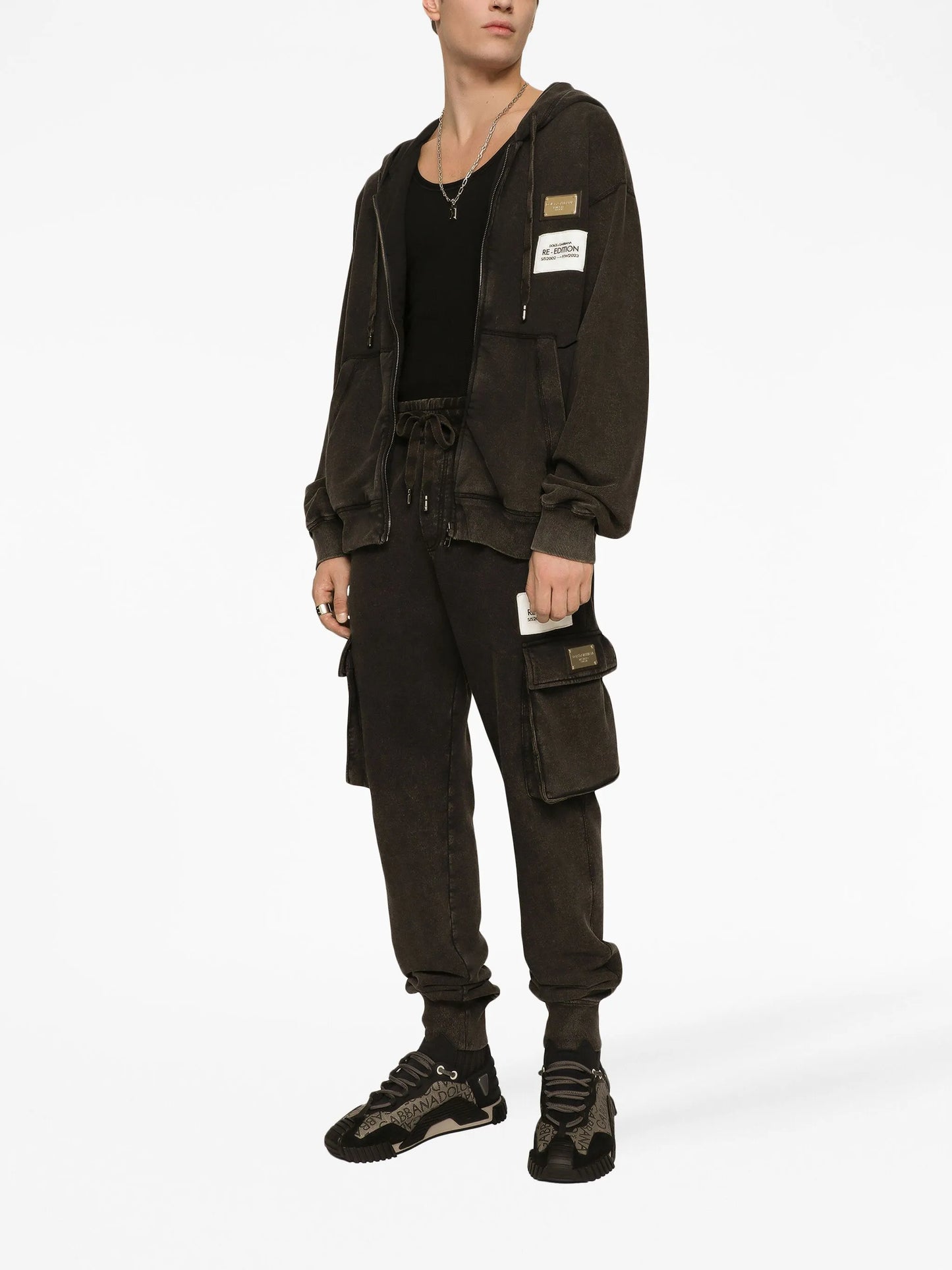 logo-patch tapered cargo trousers