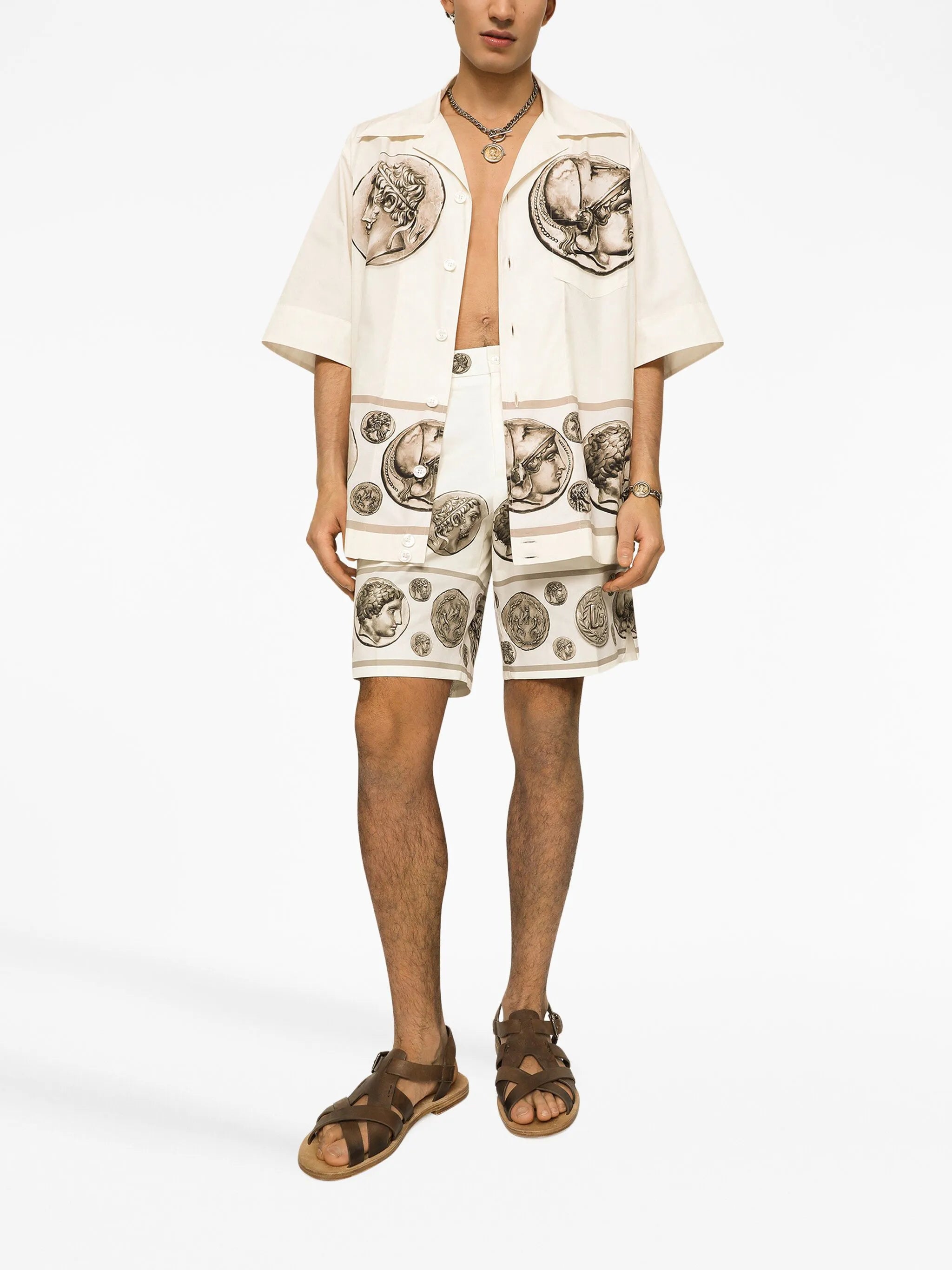 coin-print tailored shorts