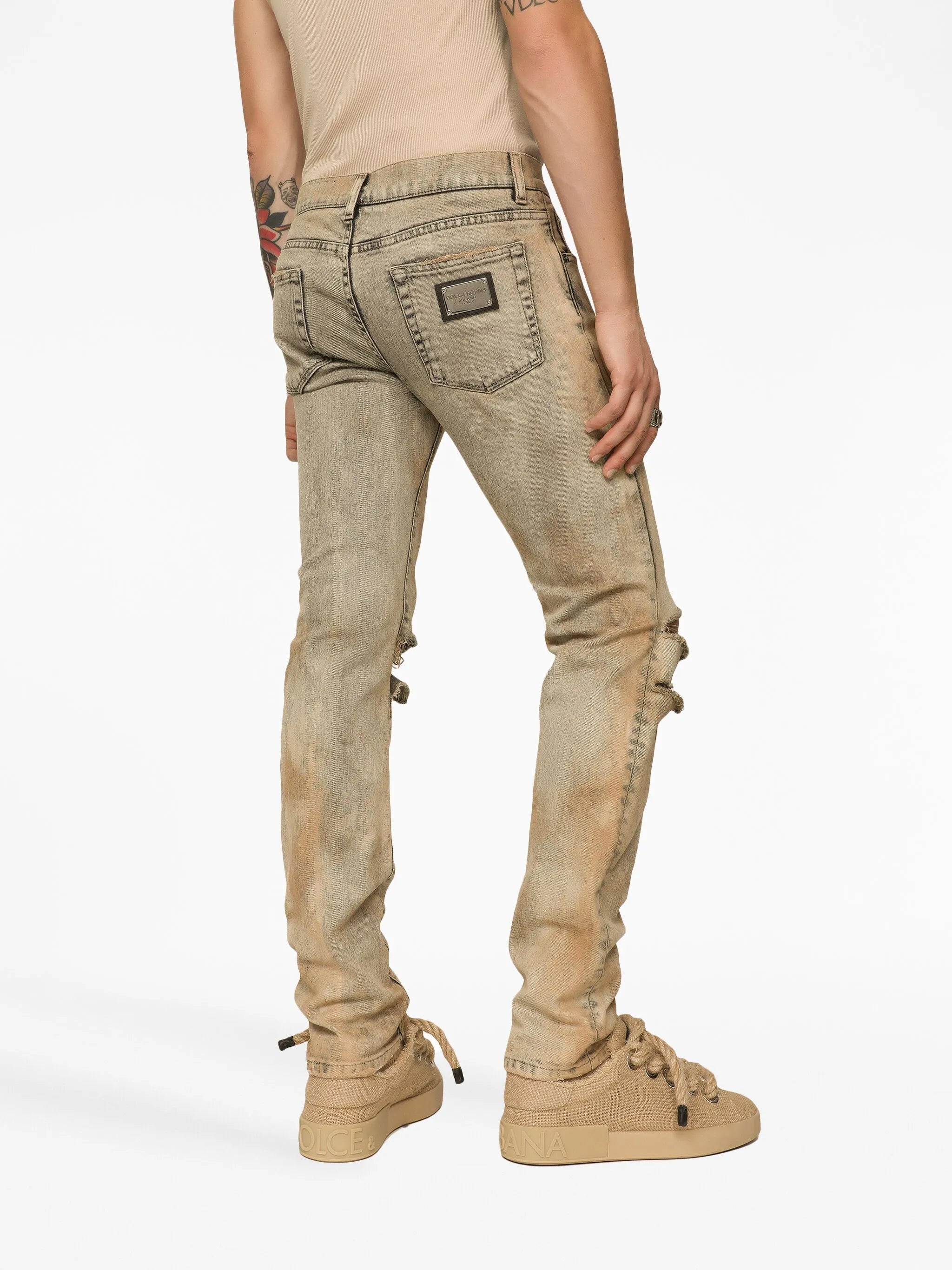 ripped slim-fit jeans