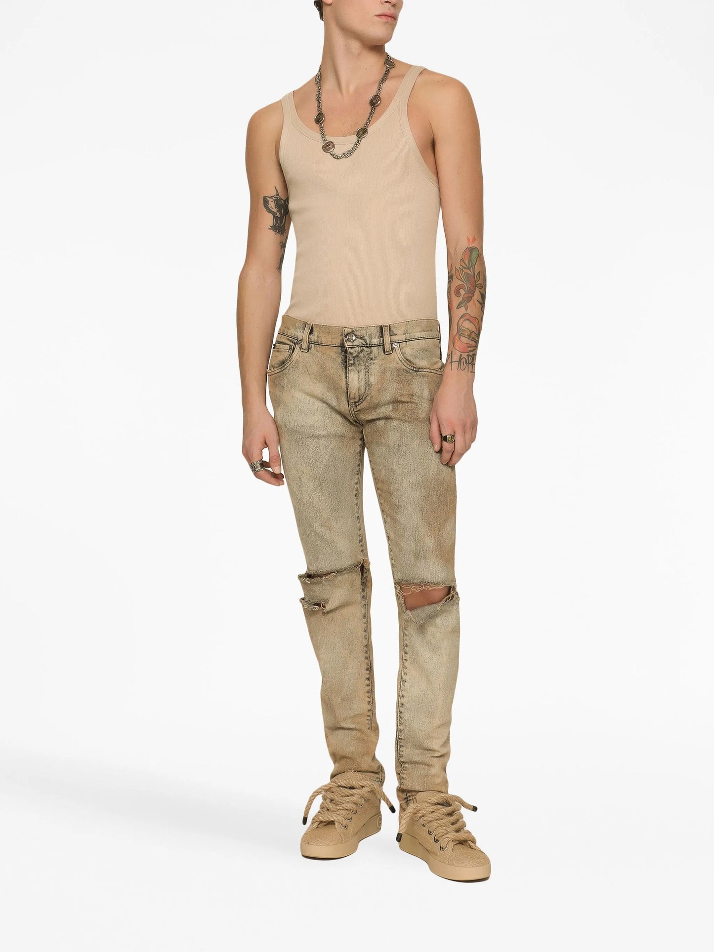 ripped slim-fit jeans