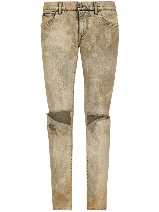 ripped slim-fit jeans