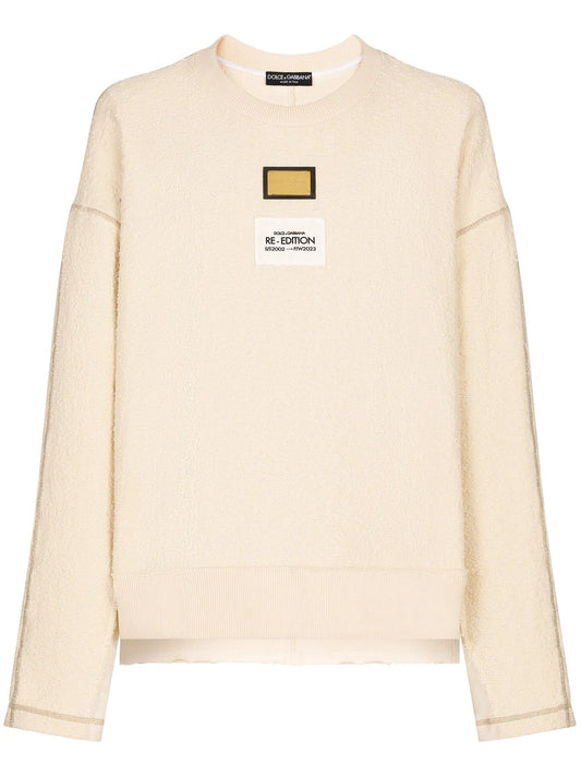 logo-patch textured sweatshirt
