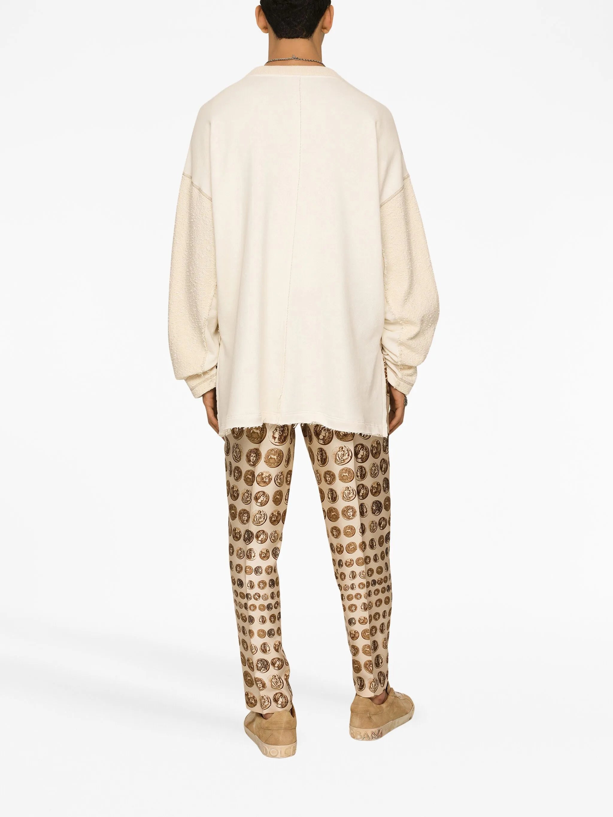 logo-patch textured sweatshirt