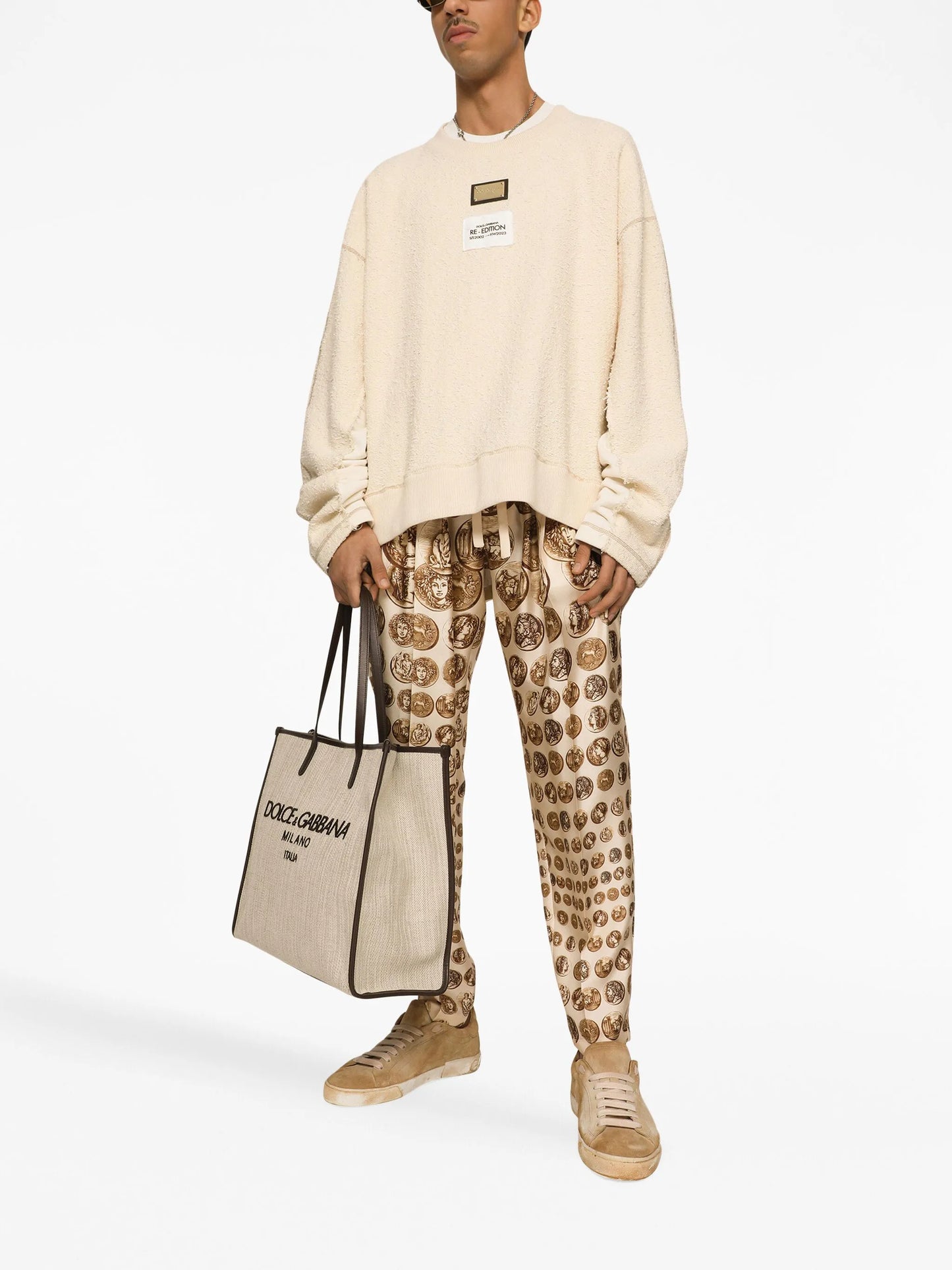 logo-patch textured sweatshirt