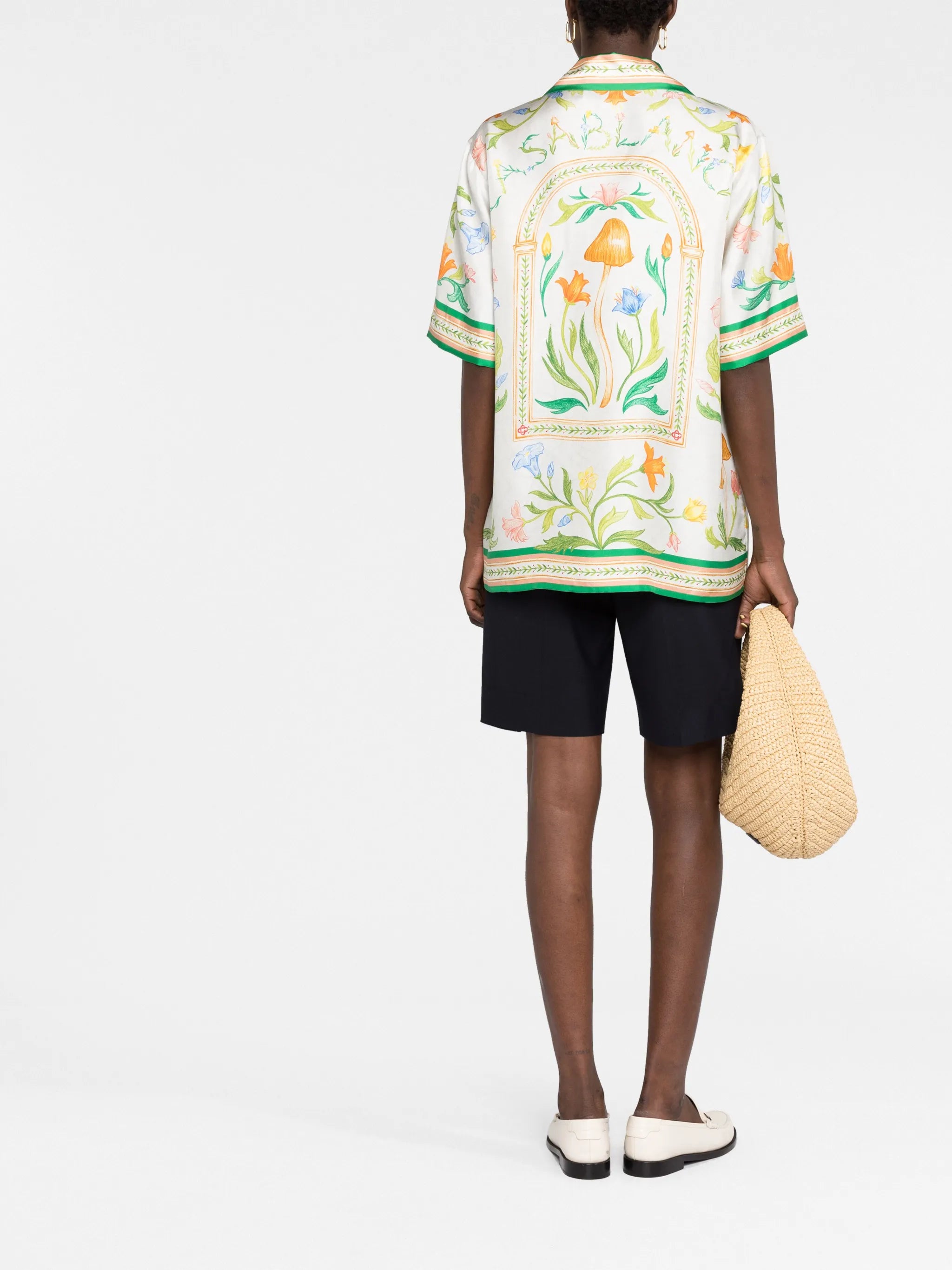 L'Arche Fleurie flower-print silk-twill shirt