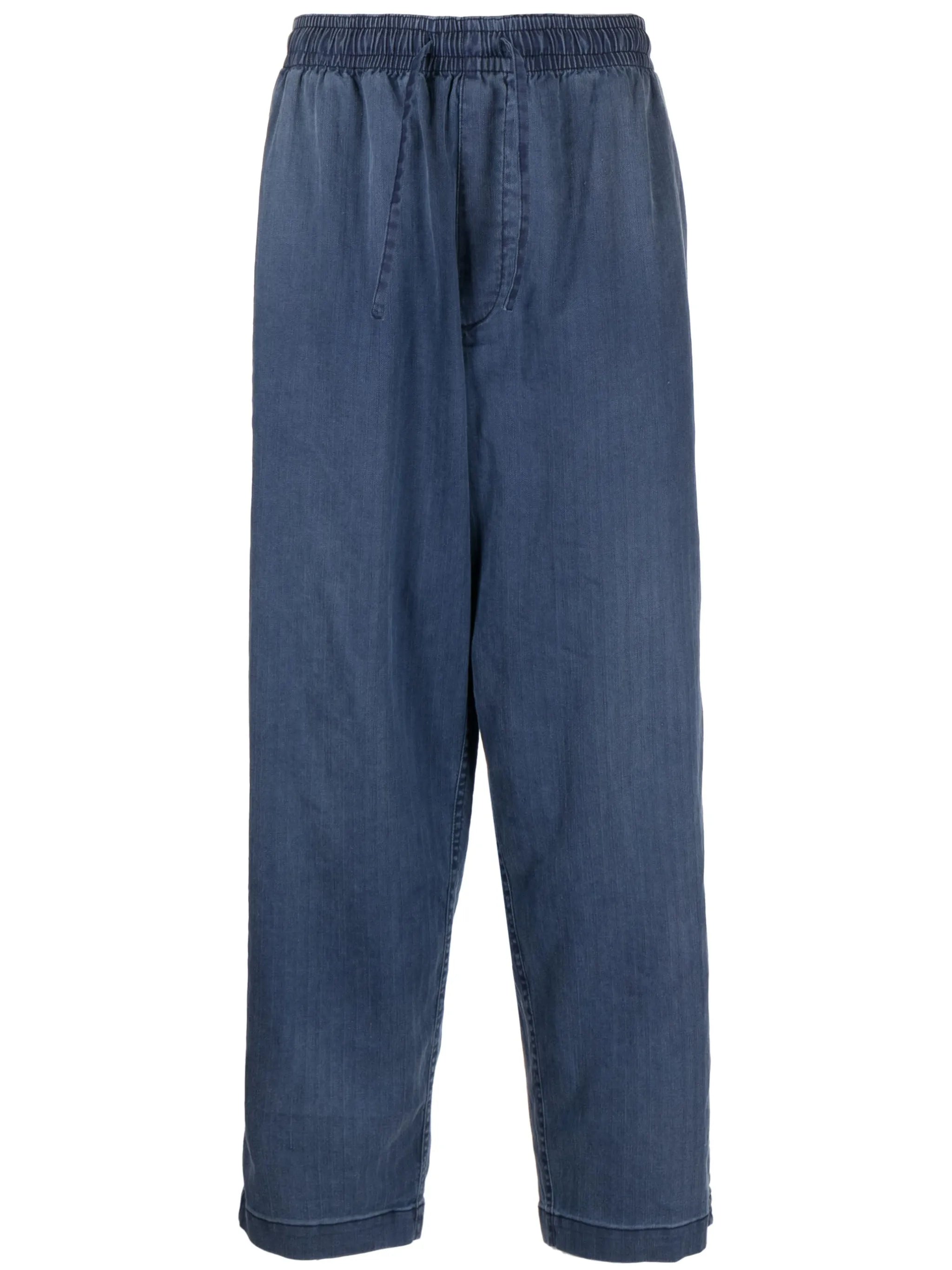 drawstring-waist mid-rise trousers