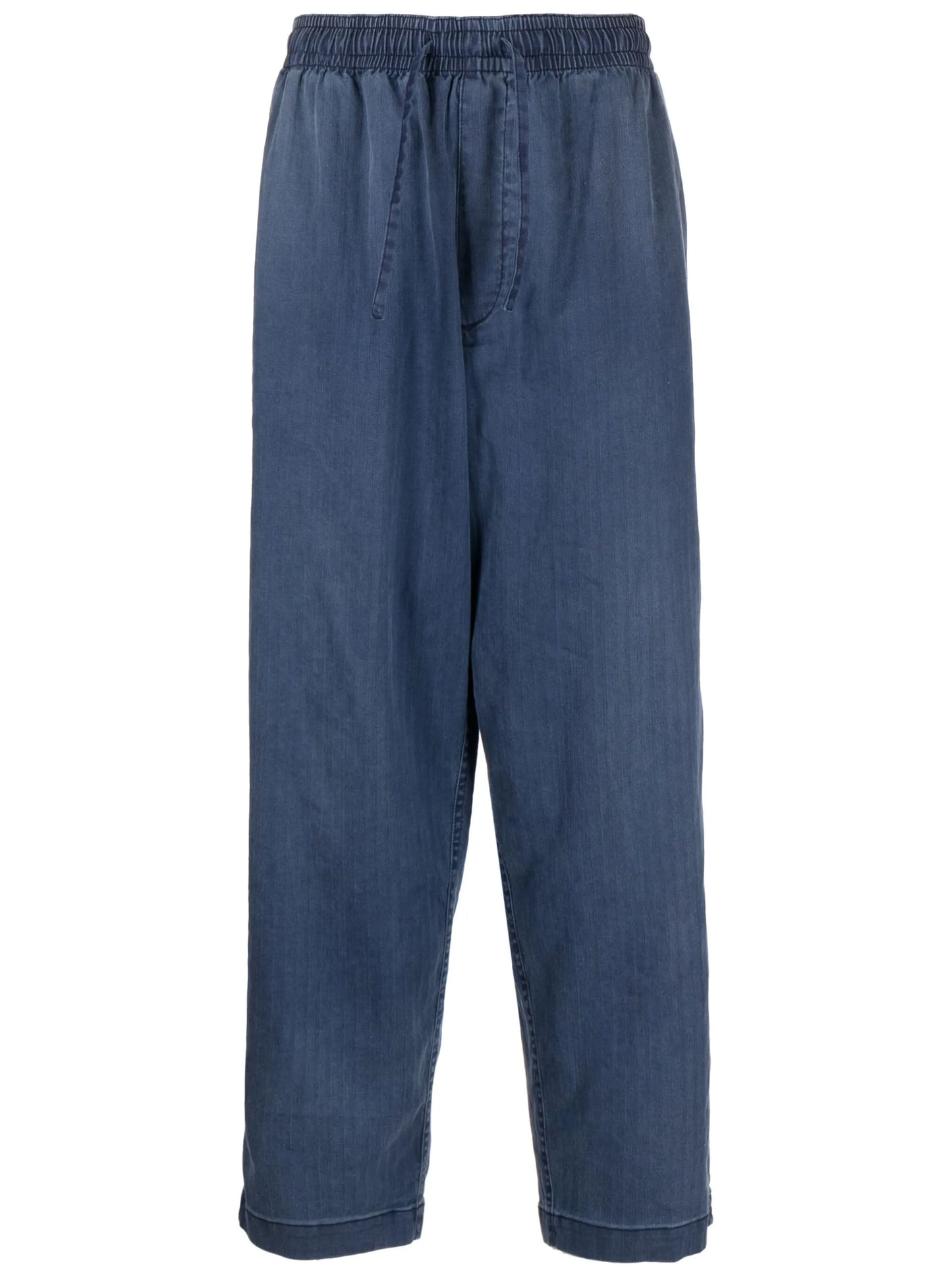 drawstring-waist mid-rise trousers