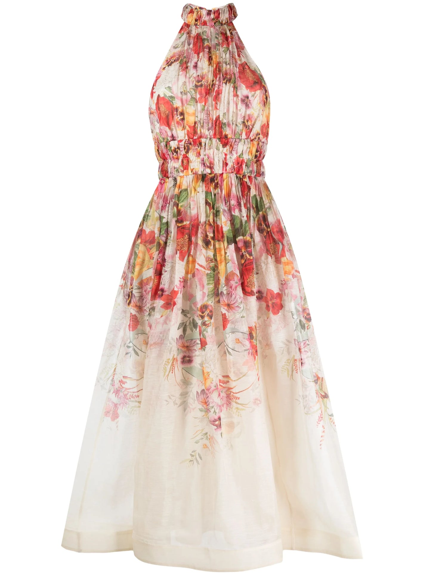 Wonderland floral-print organza midi dress