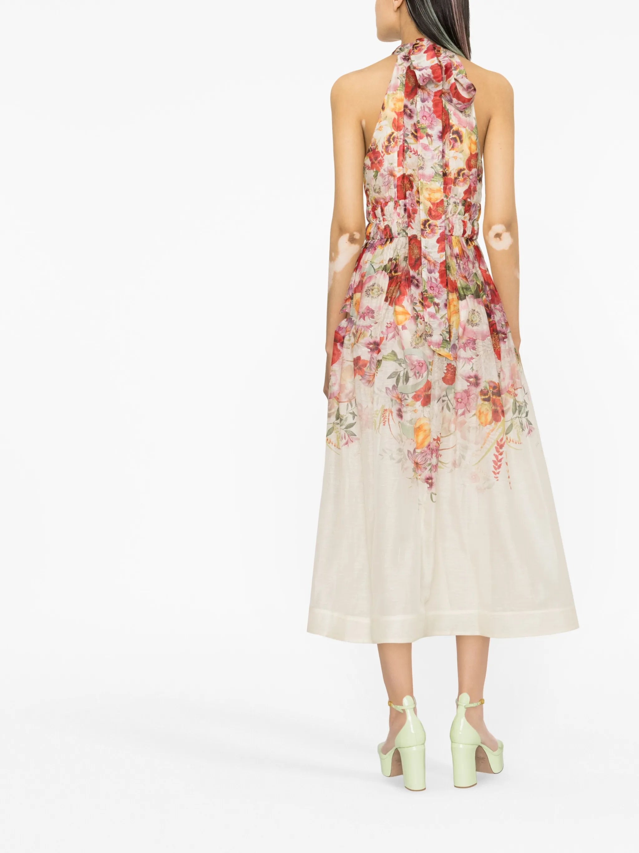 Wonderland floral-print organza midi dress