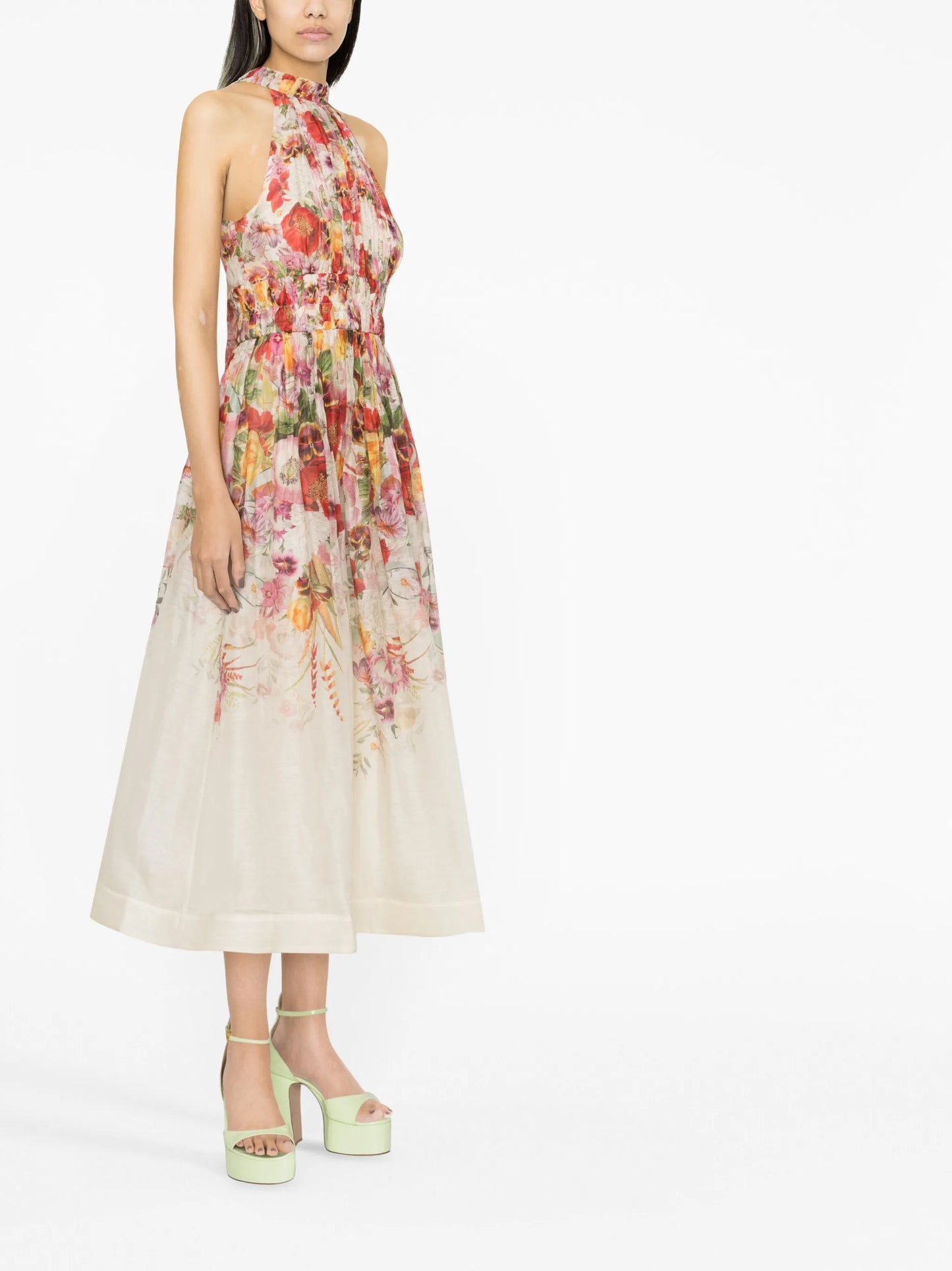 Wonderland floral-print organza midi dress