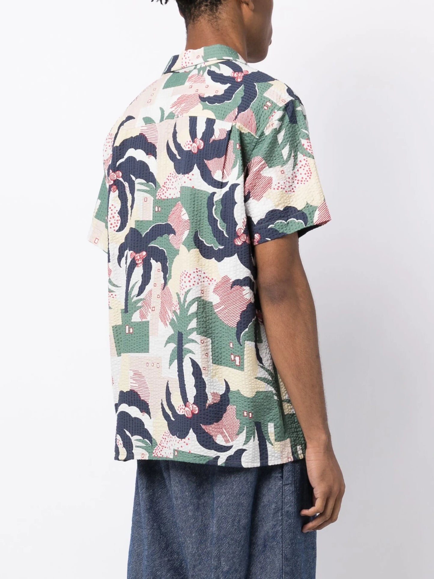 palm tree-print cotton shirt