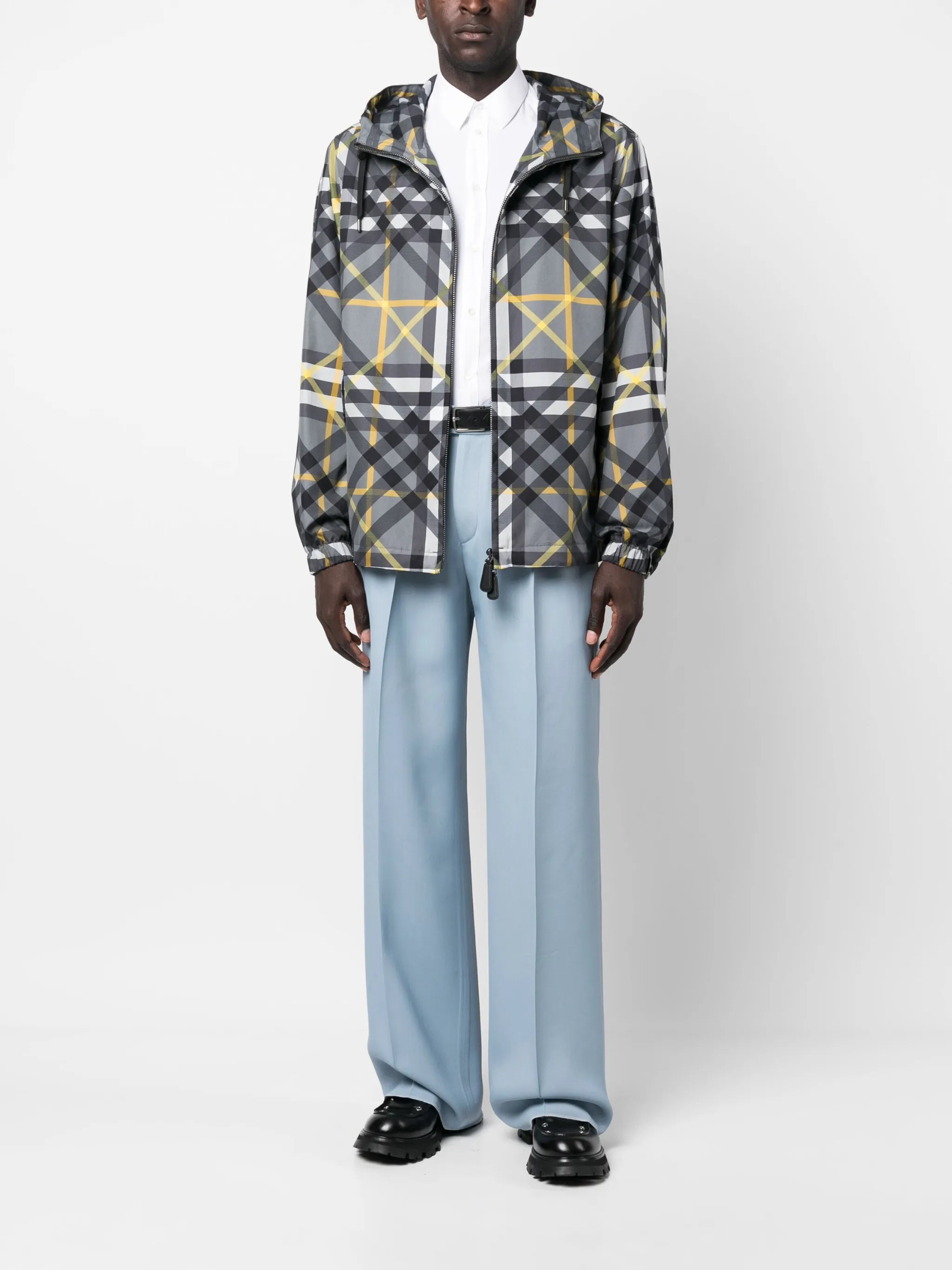 straight-leg pleated trousers