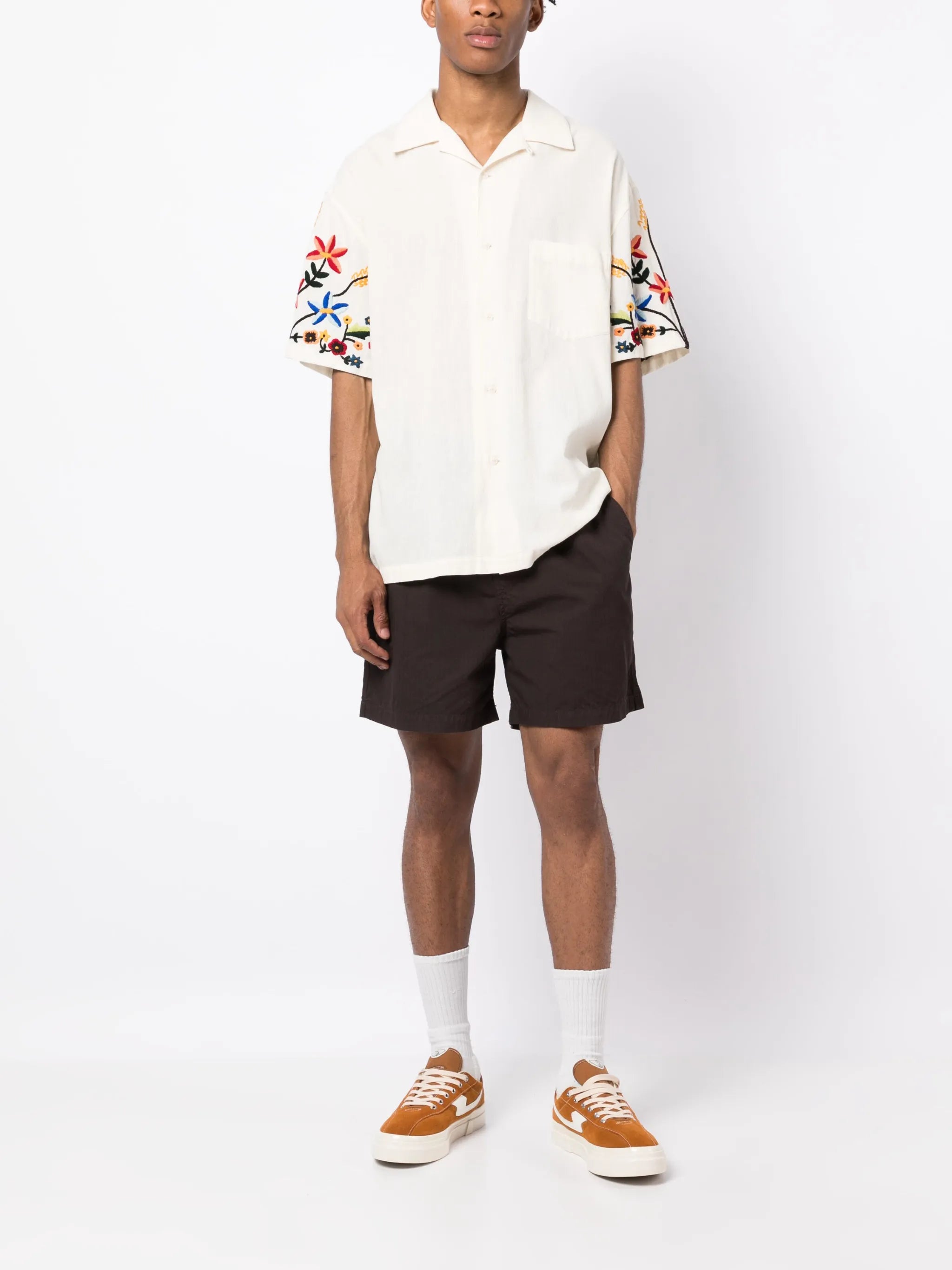 drawstring-waist organic-cotton shorts
