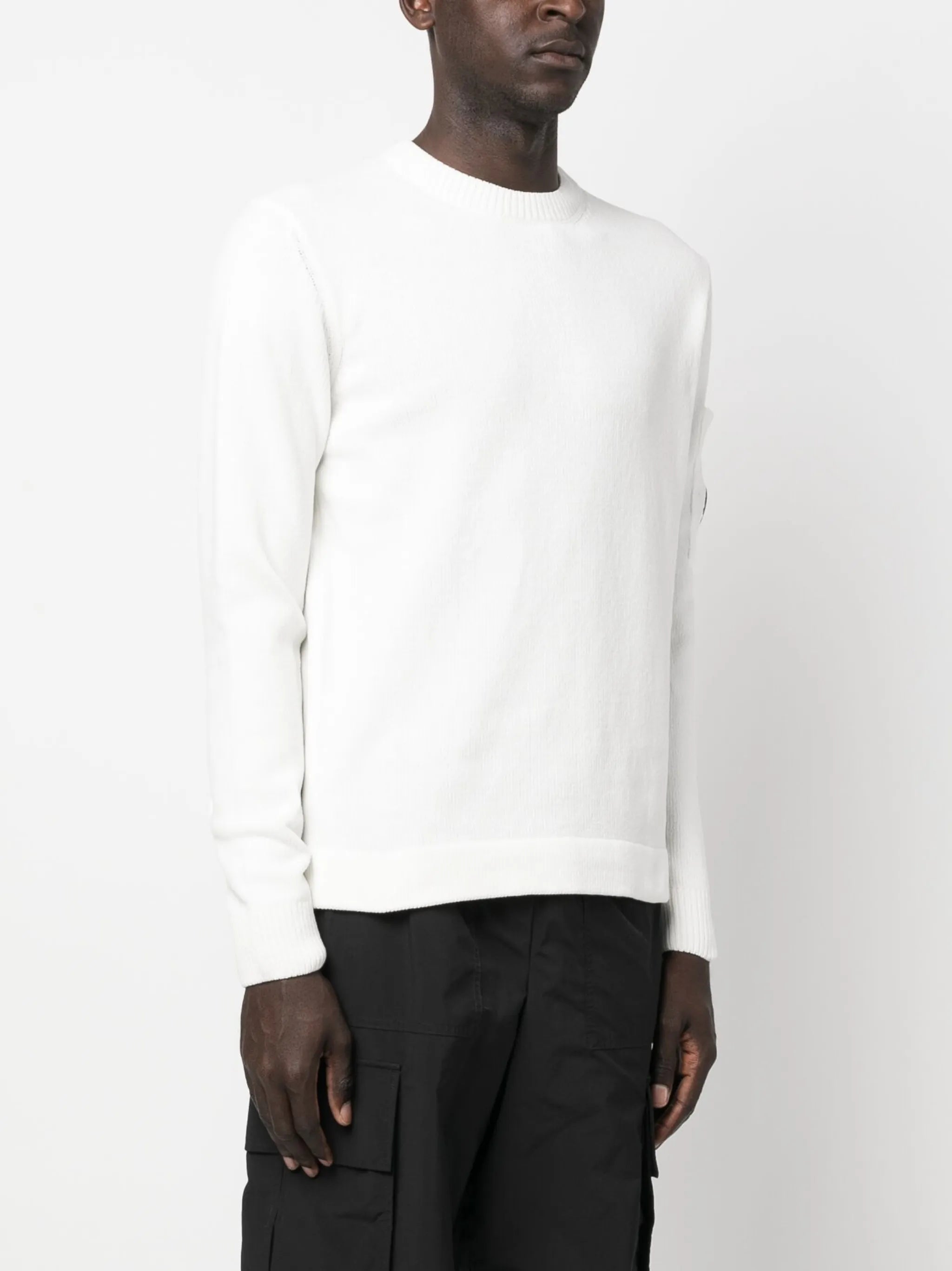 lens-detailed cotton jumper