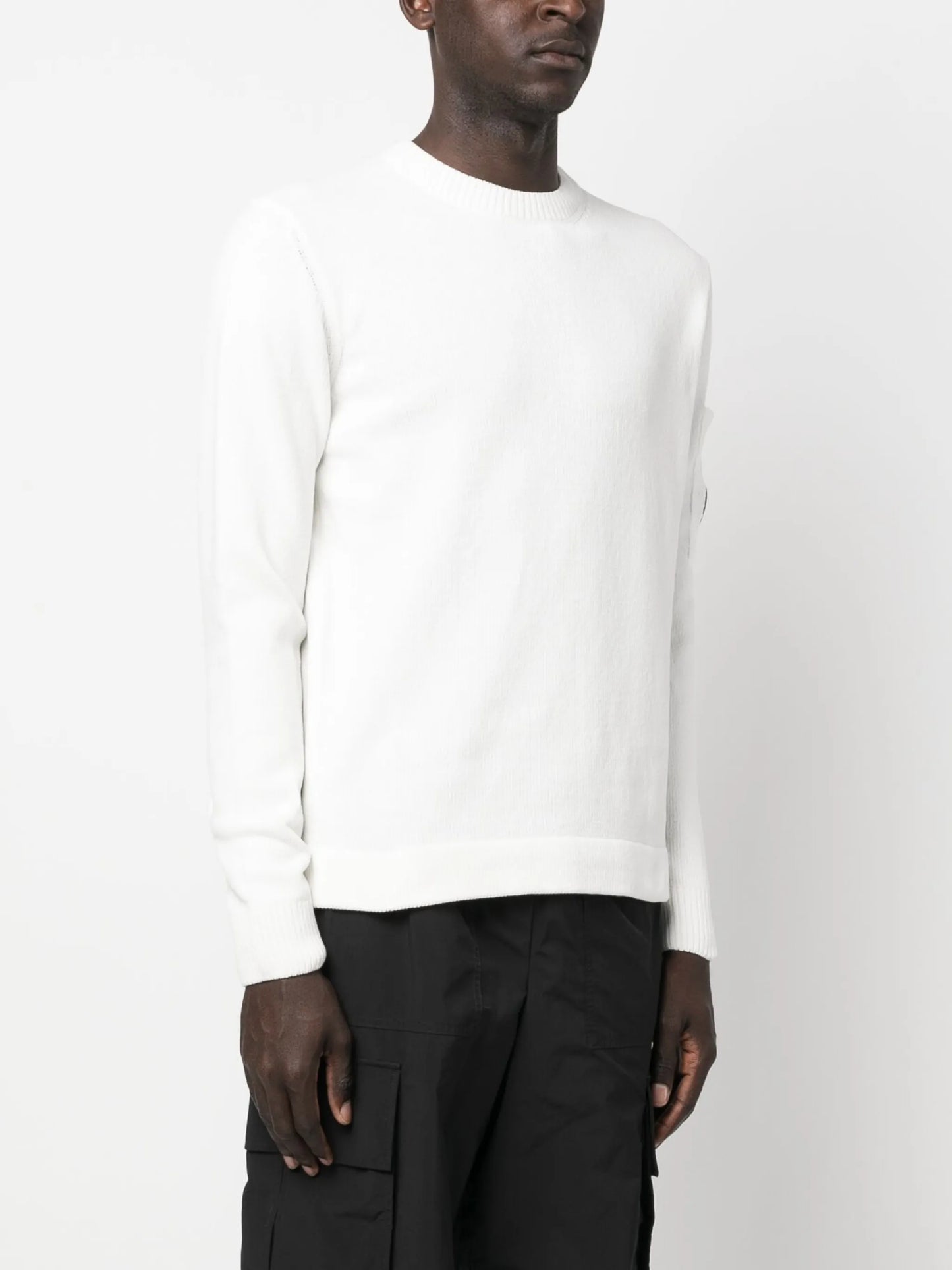 lens-detailed cotton jumper