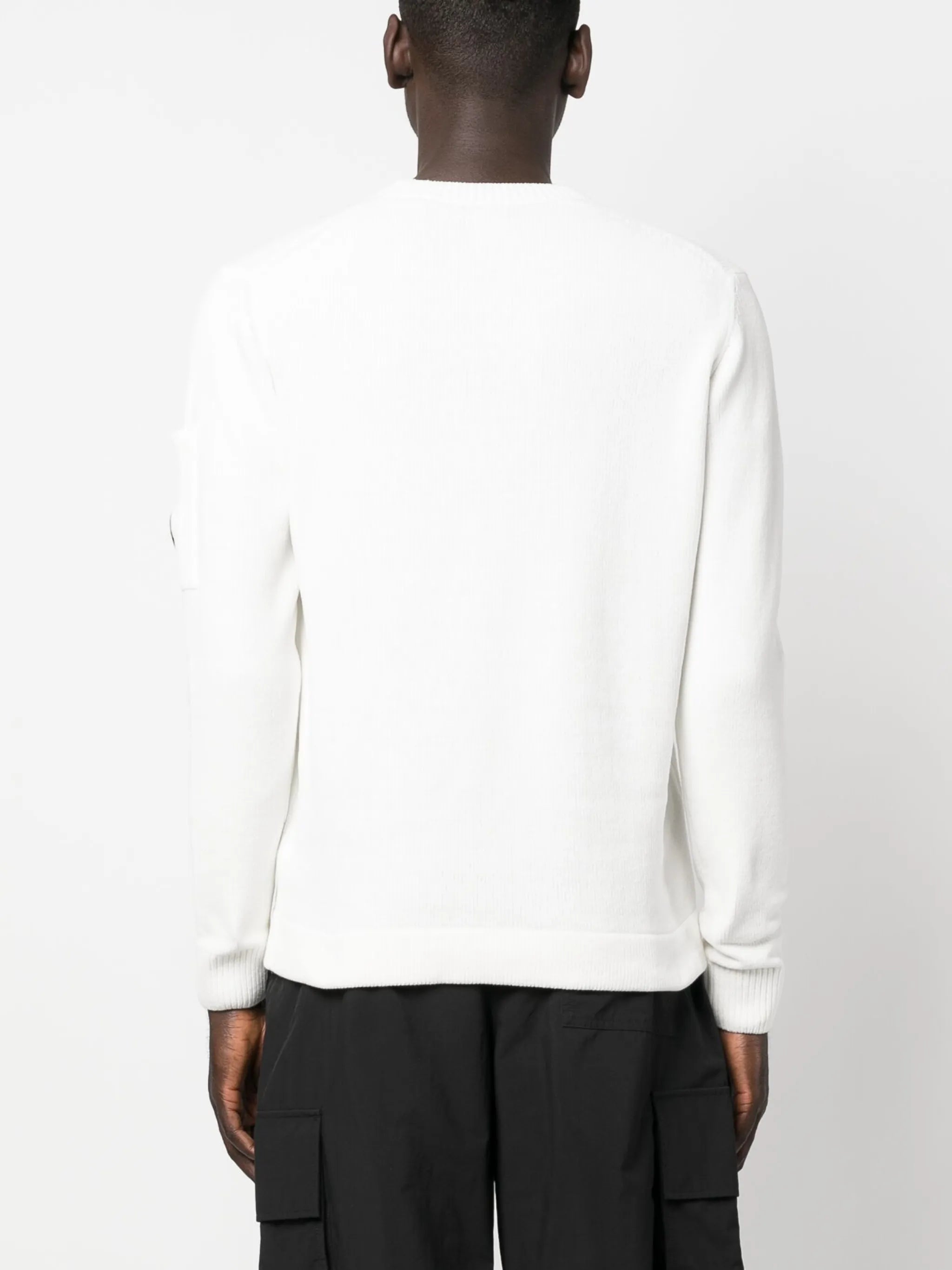 lens-detailed cotton jumper