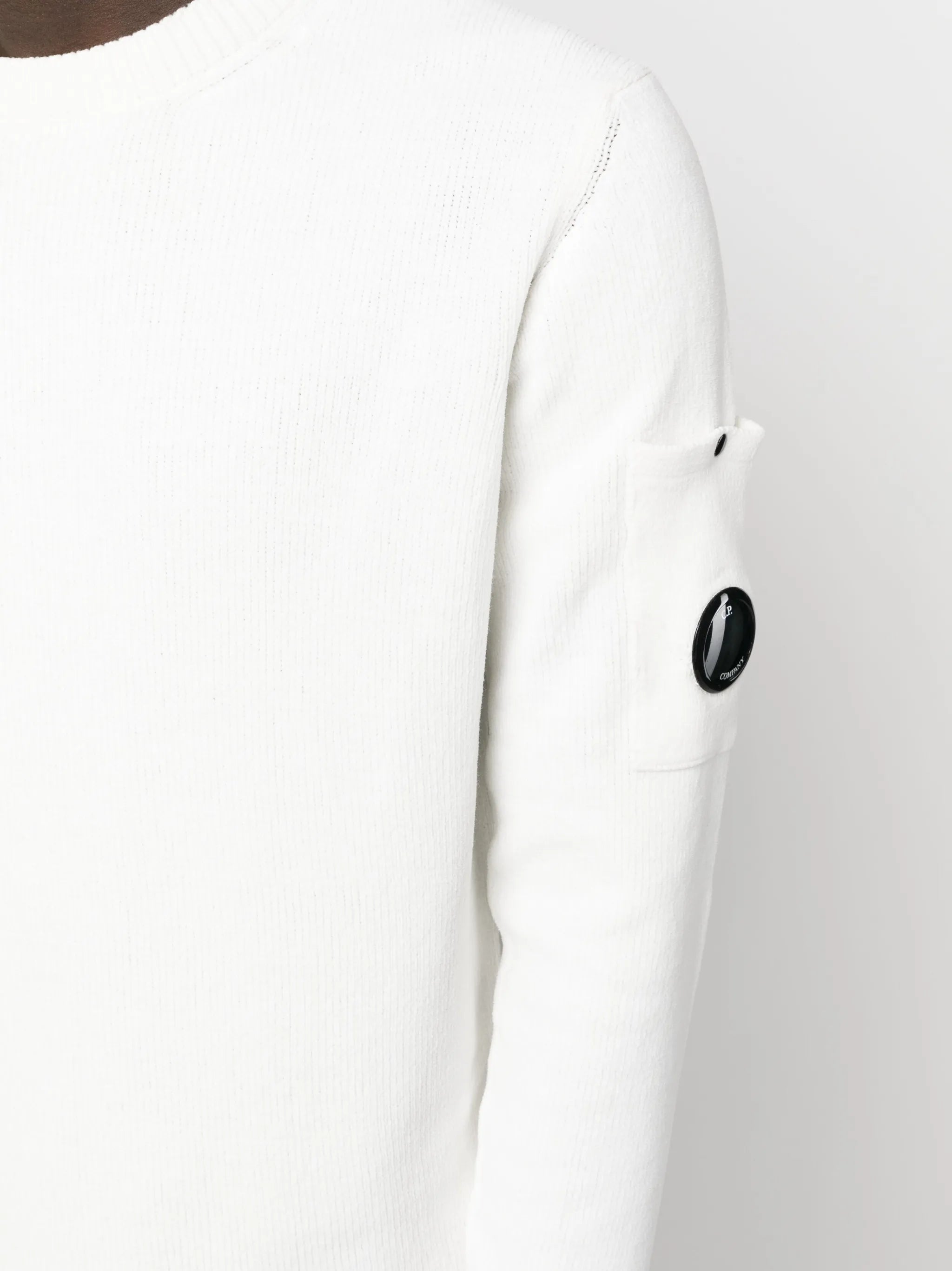 lens-detailed cotton jumper