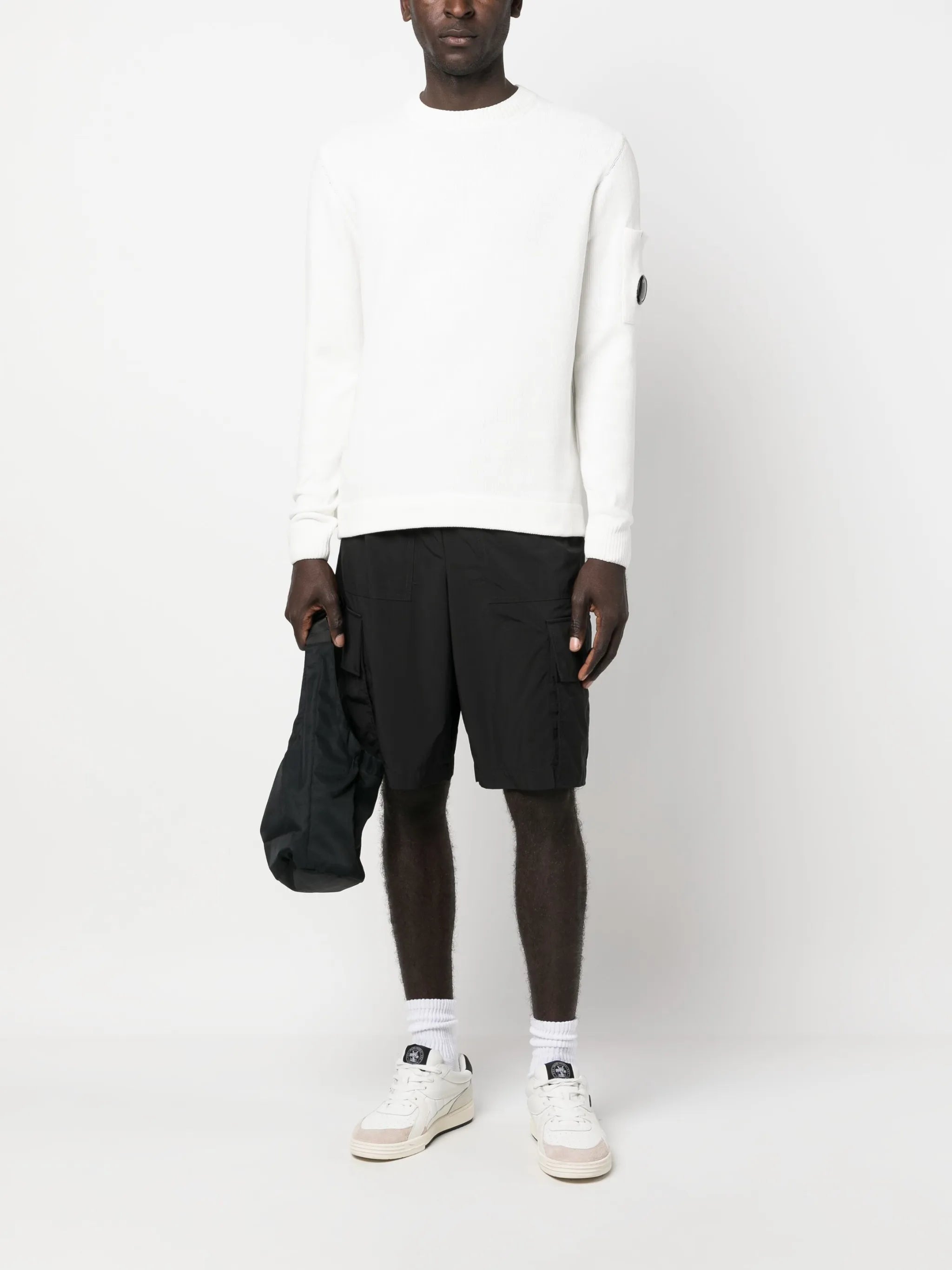 lens-detailed cotton jumper