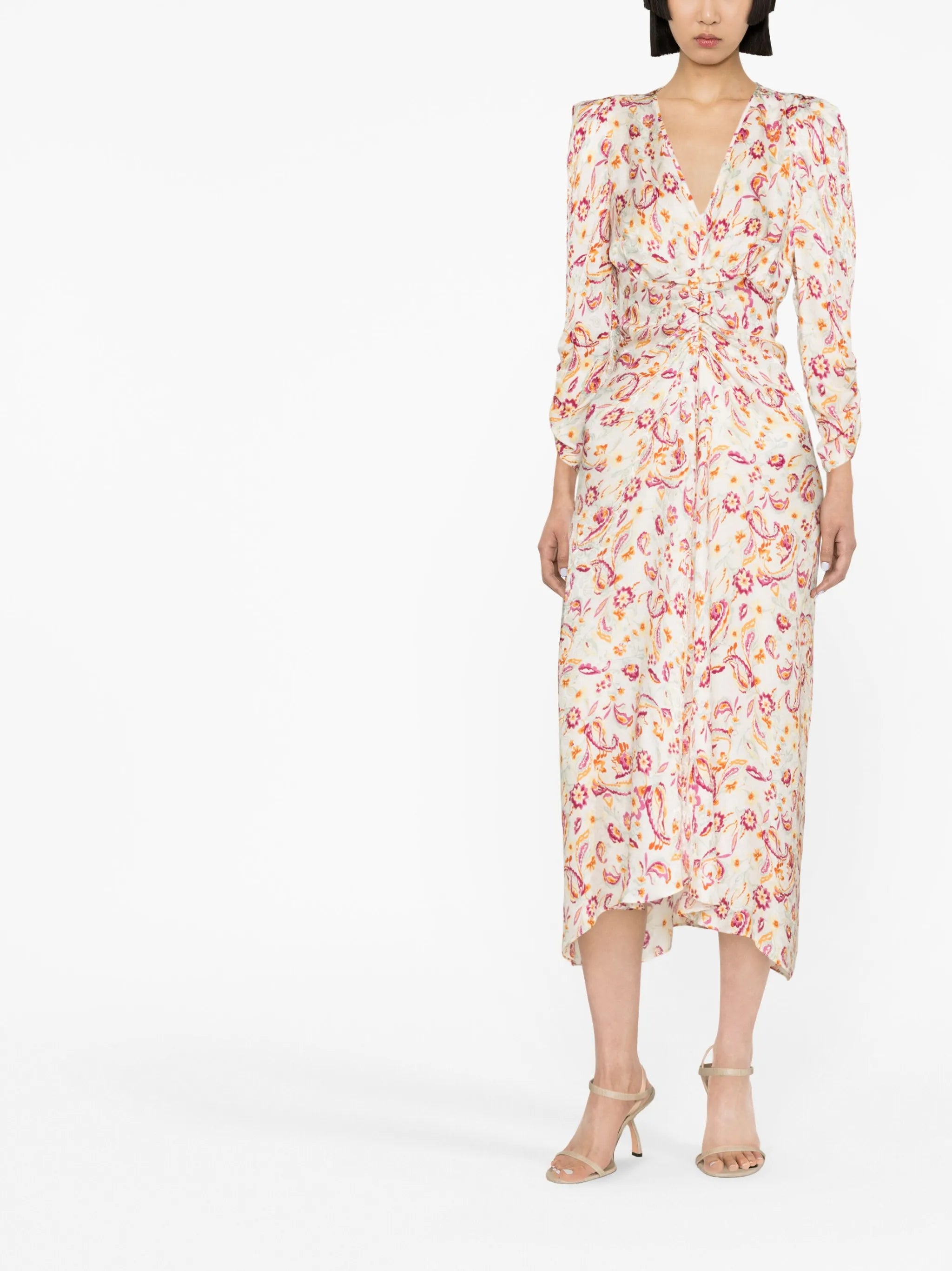 flower-print silk-blend midi dress