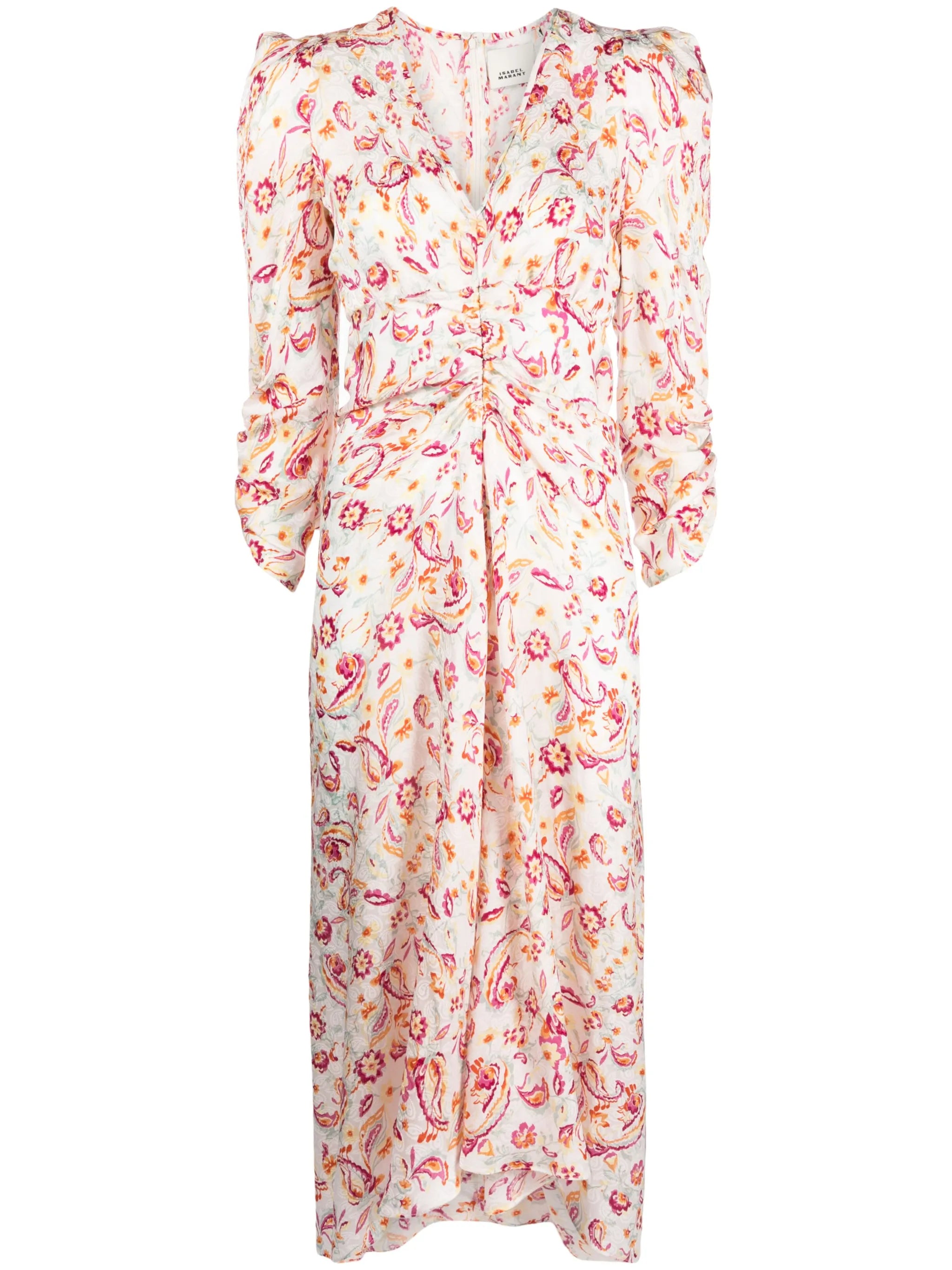 flower-print silk-blend midi dress