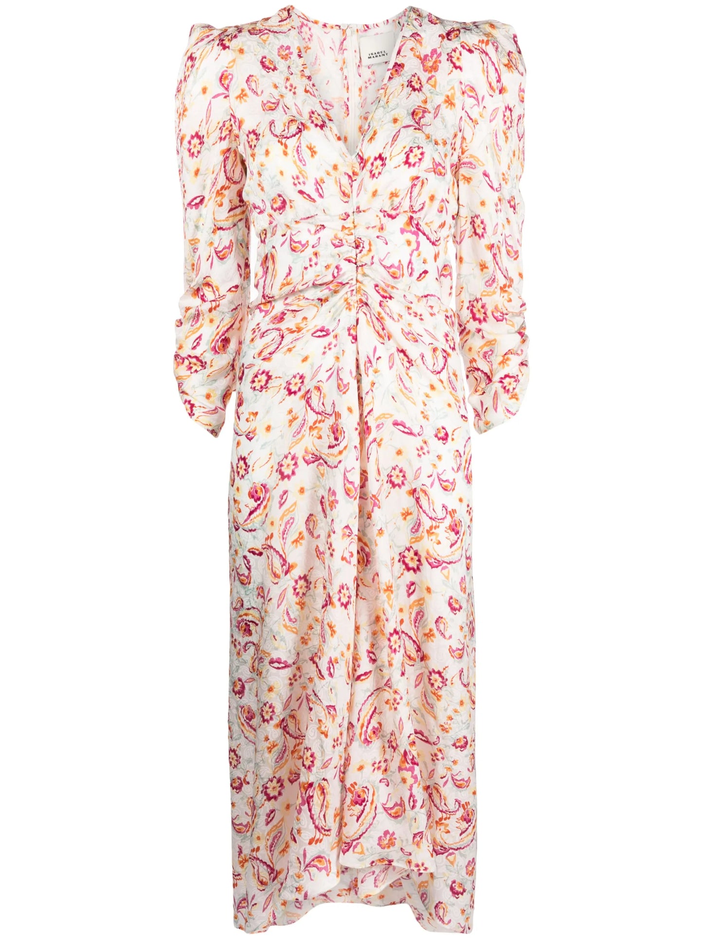 flower-print silk-blend midi dress