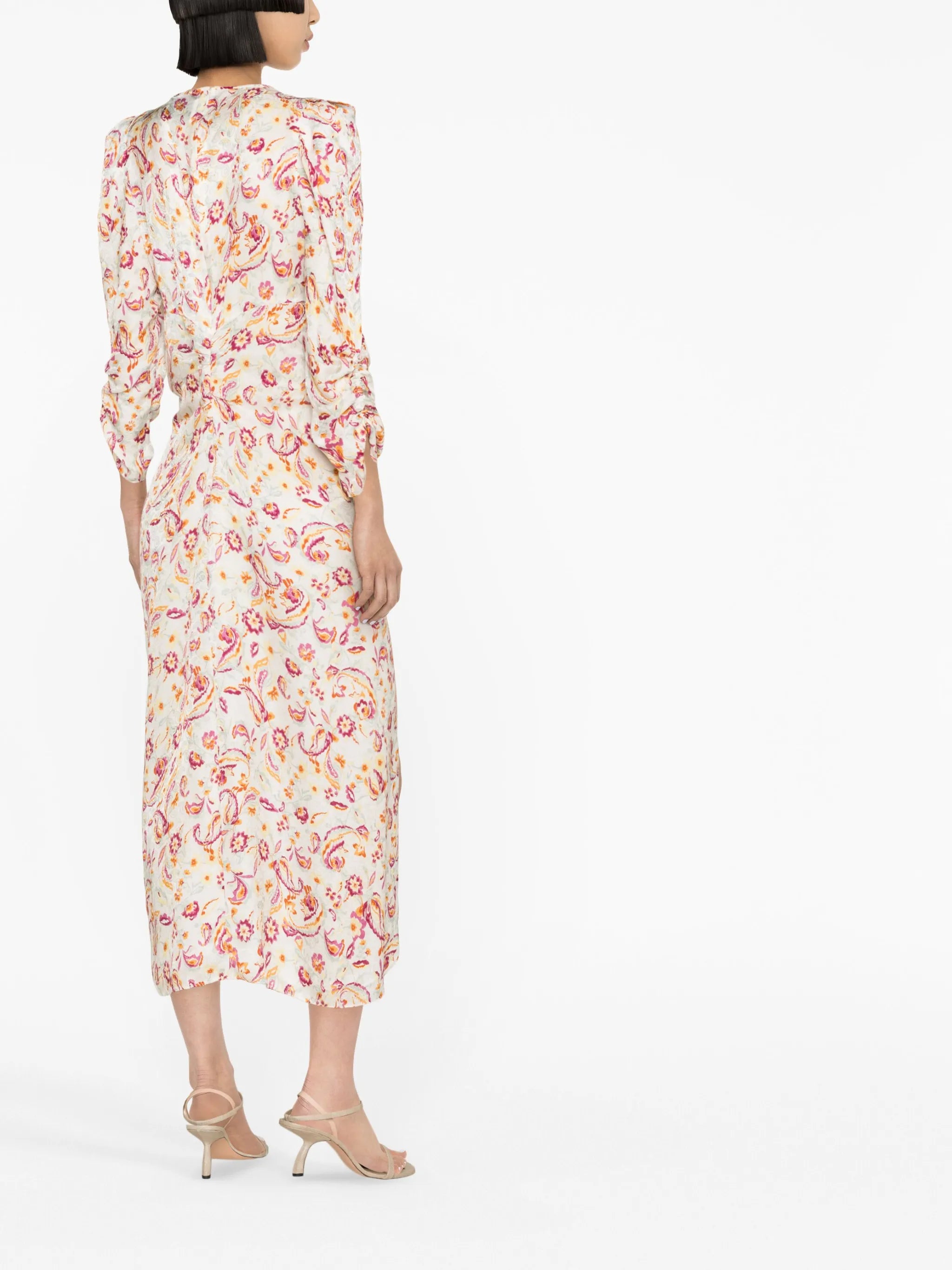flower-print silk-blend midi dress