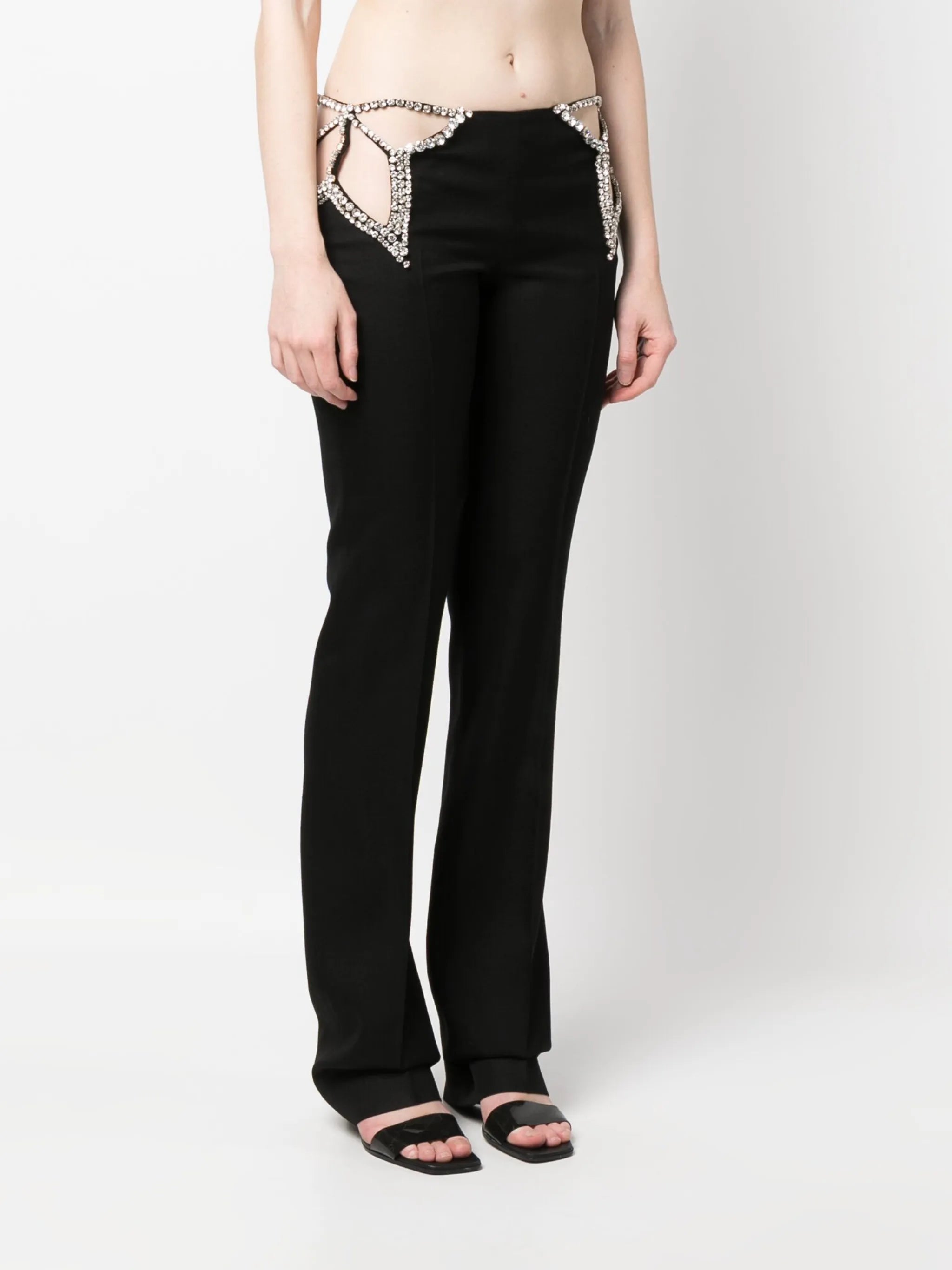 cut-out detail straight-leg trousers