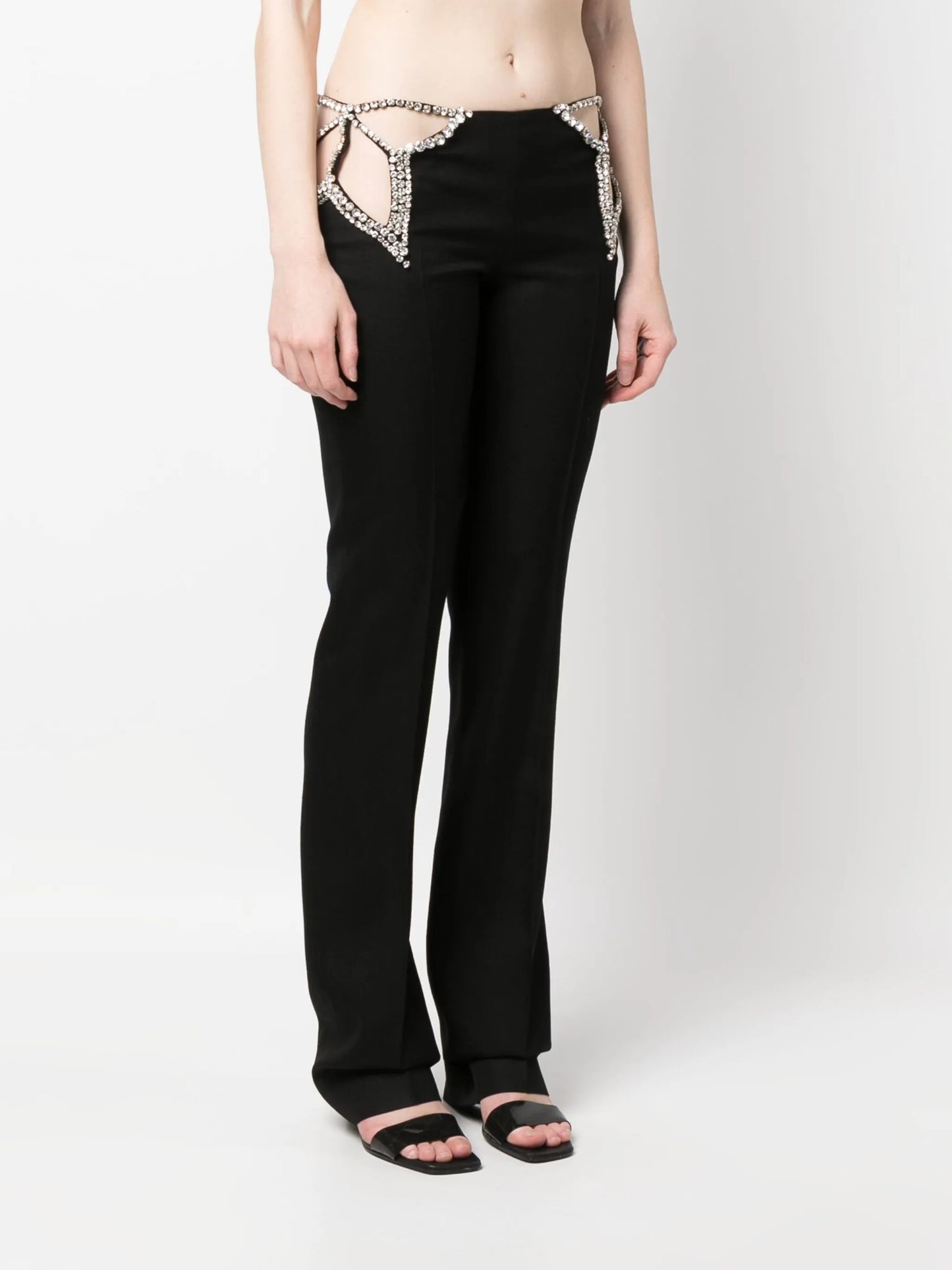 cut-out detail straight-leg trousers