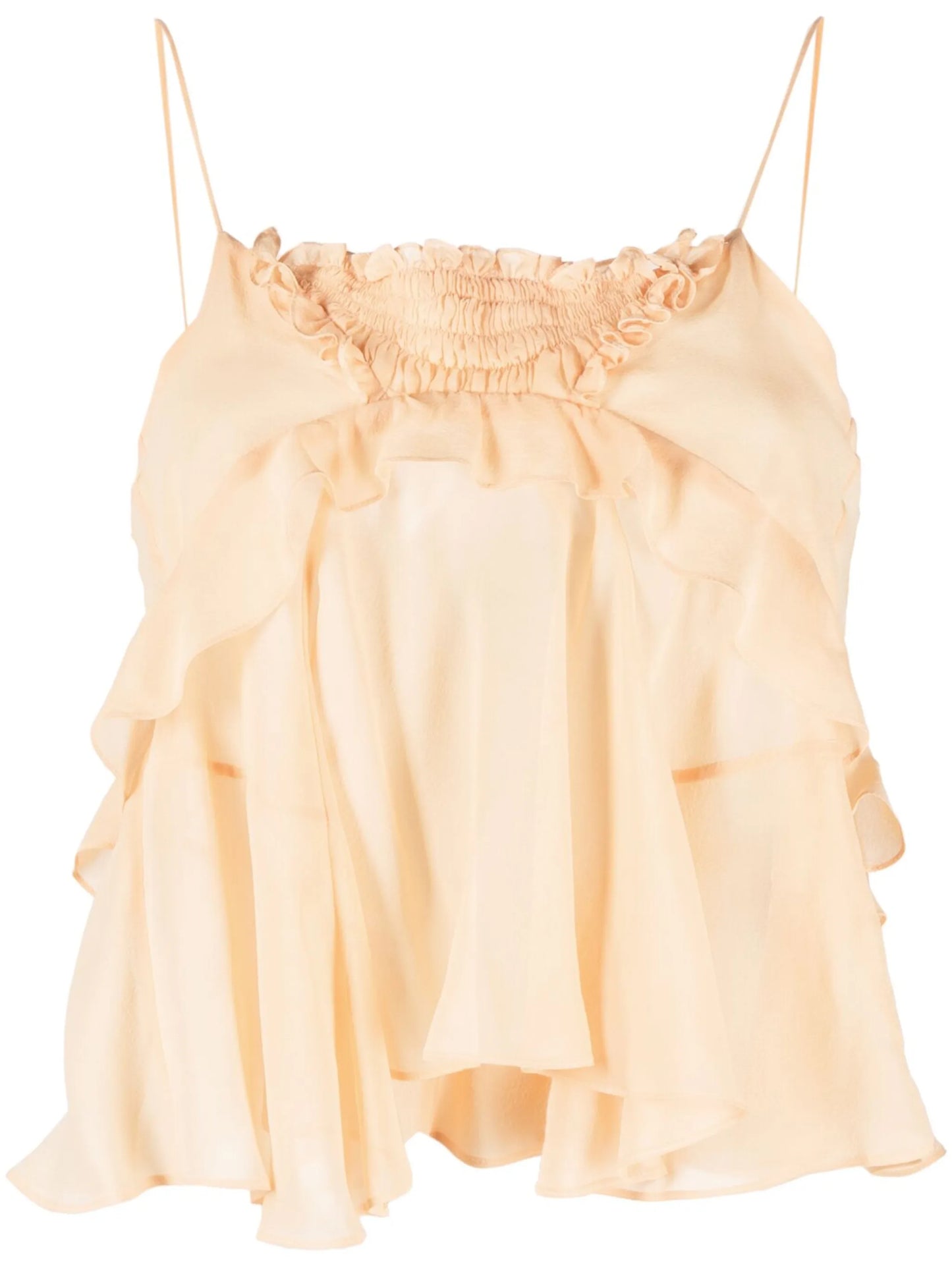 semi-sheer draped tank top