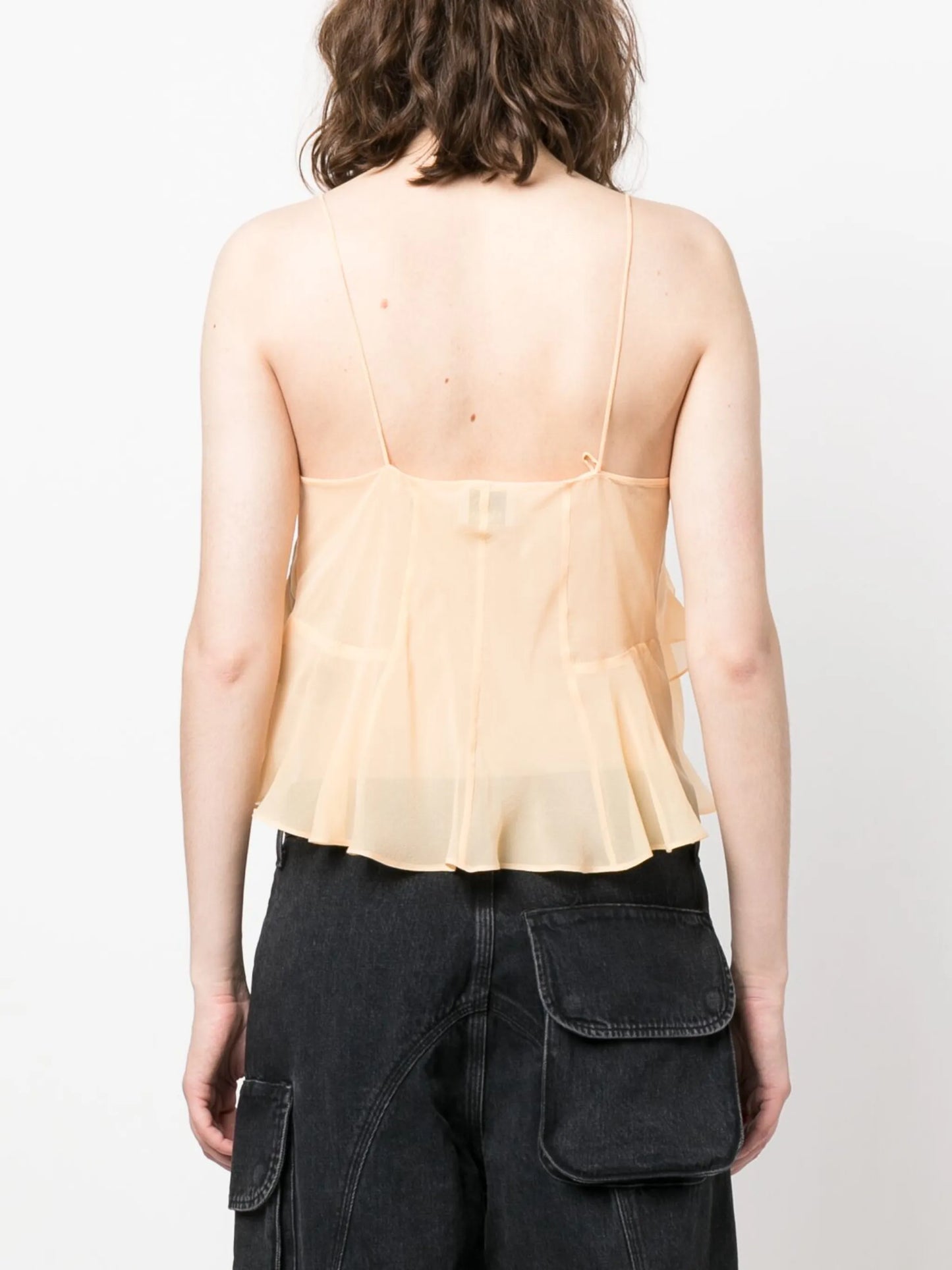 semi-sheer draped tank top