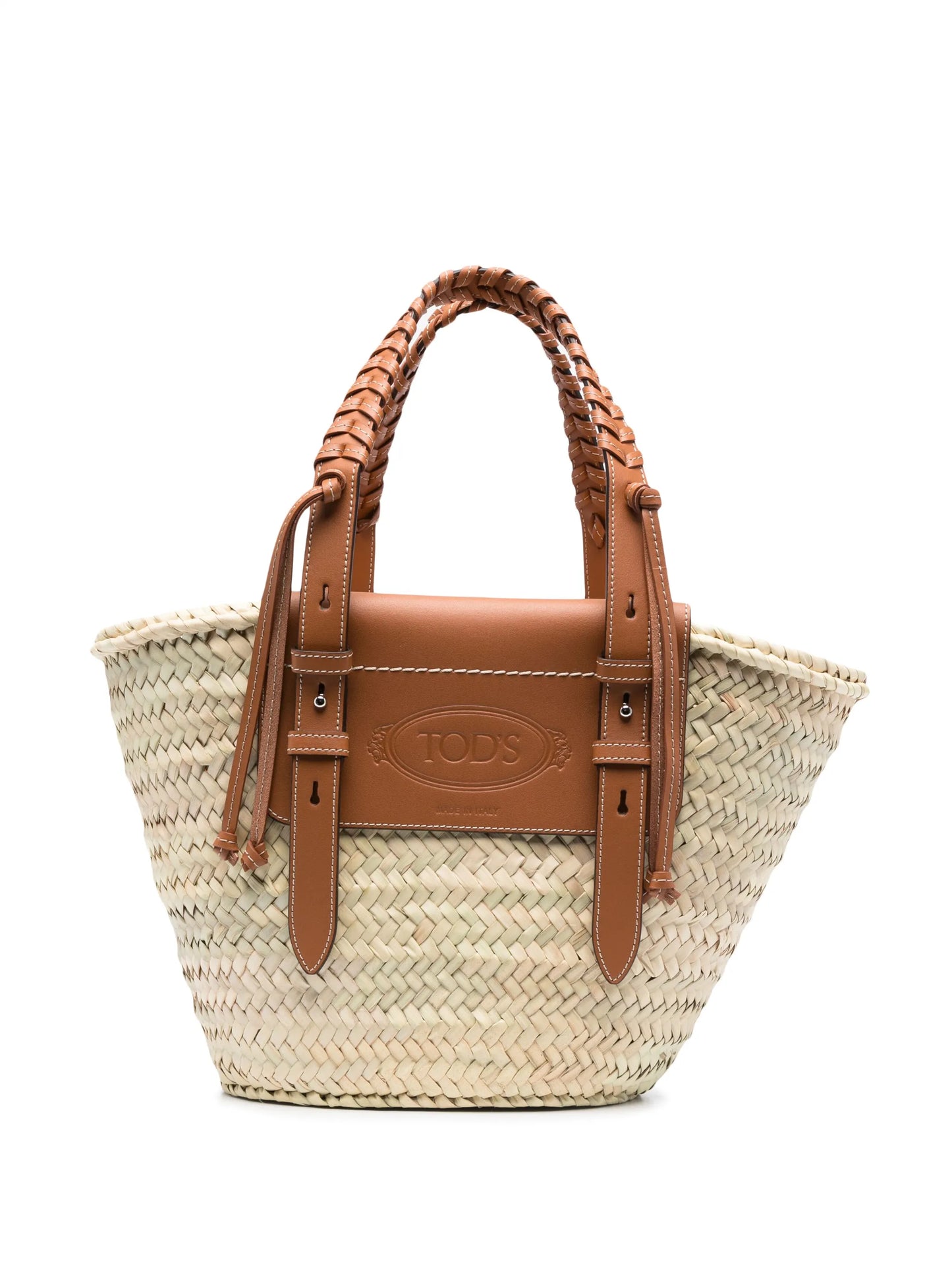 logo-debossed raffia tote bag