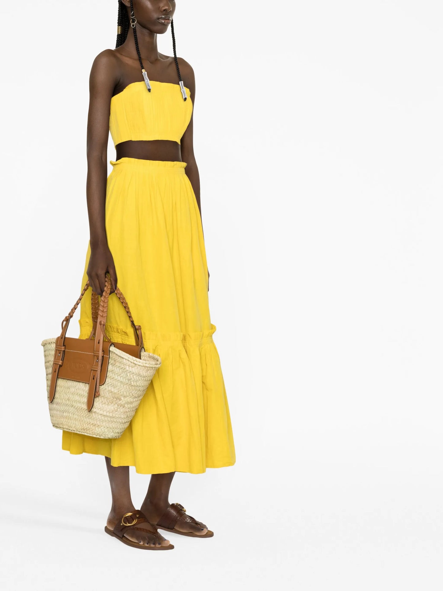 logo-debossed raffia tote bag