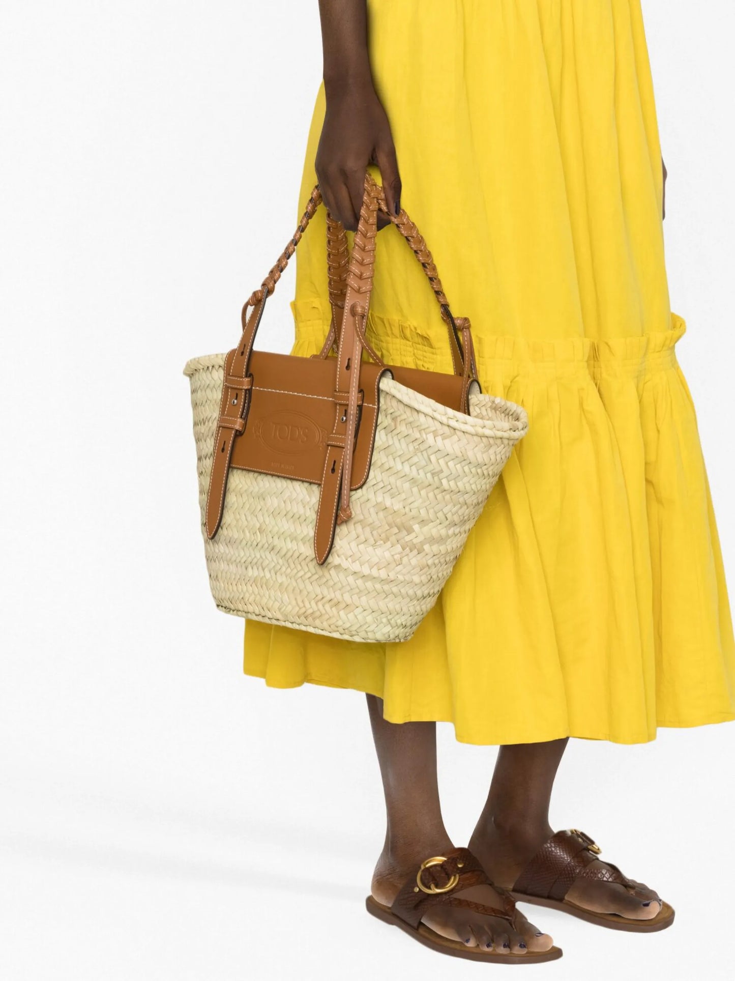 logo-debossed raffia tote bag